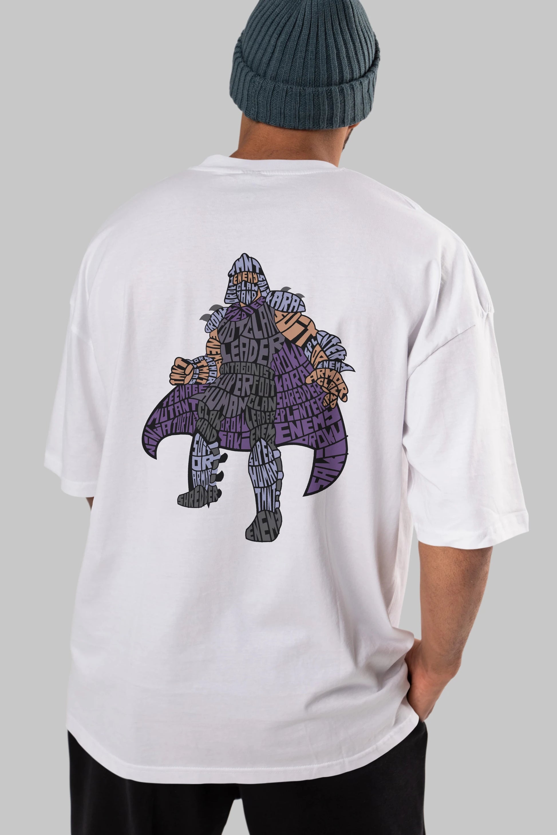 Foot Clan Leader Arka Baskılı Oversize t-shirt %100 pamuk Erkek Kadın Unisex