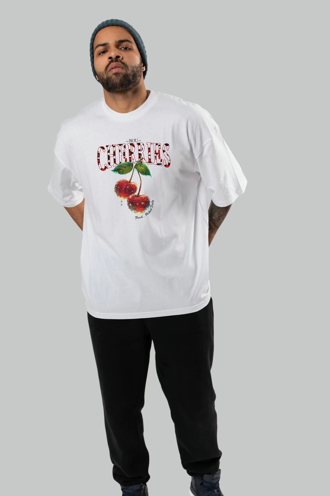 Cherry Cherries 7 Ön Baskılı Oversize t-shirt Erkek Kadın Pamuk Bisiklet Yaka tişort