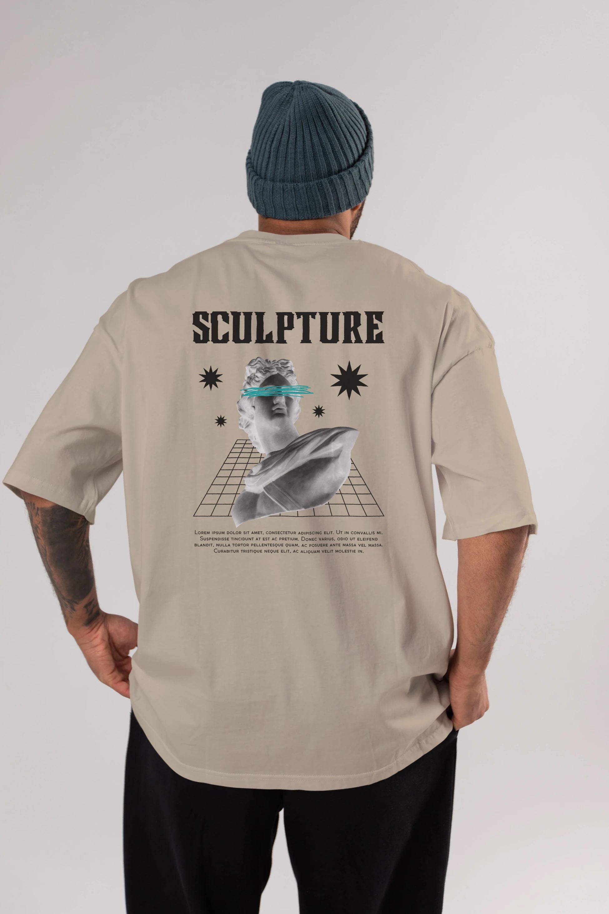 Sculpture Yazılı Arka Baskılı Oversize t-shirt Erkek Kadın Unisex