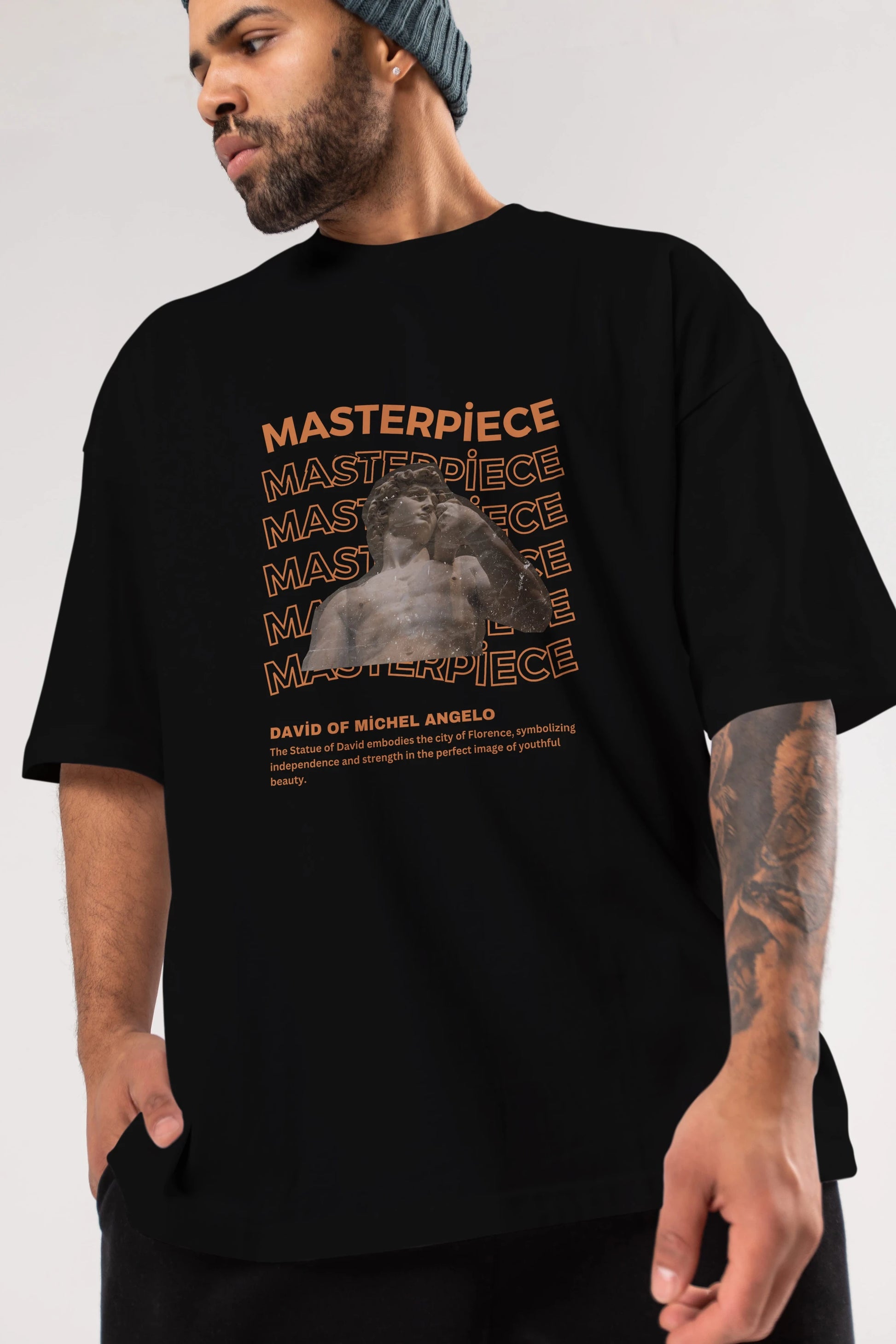 Masterpiece Yazılı Ön Baskılı Oversize t-shirt Erkek Kadın Unisex