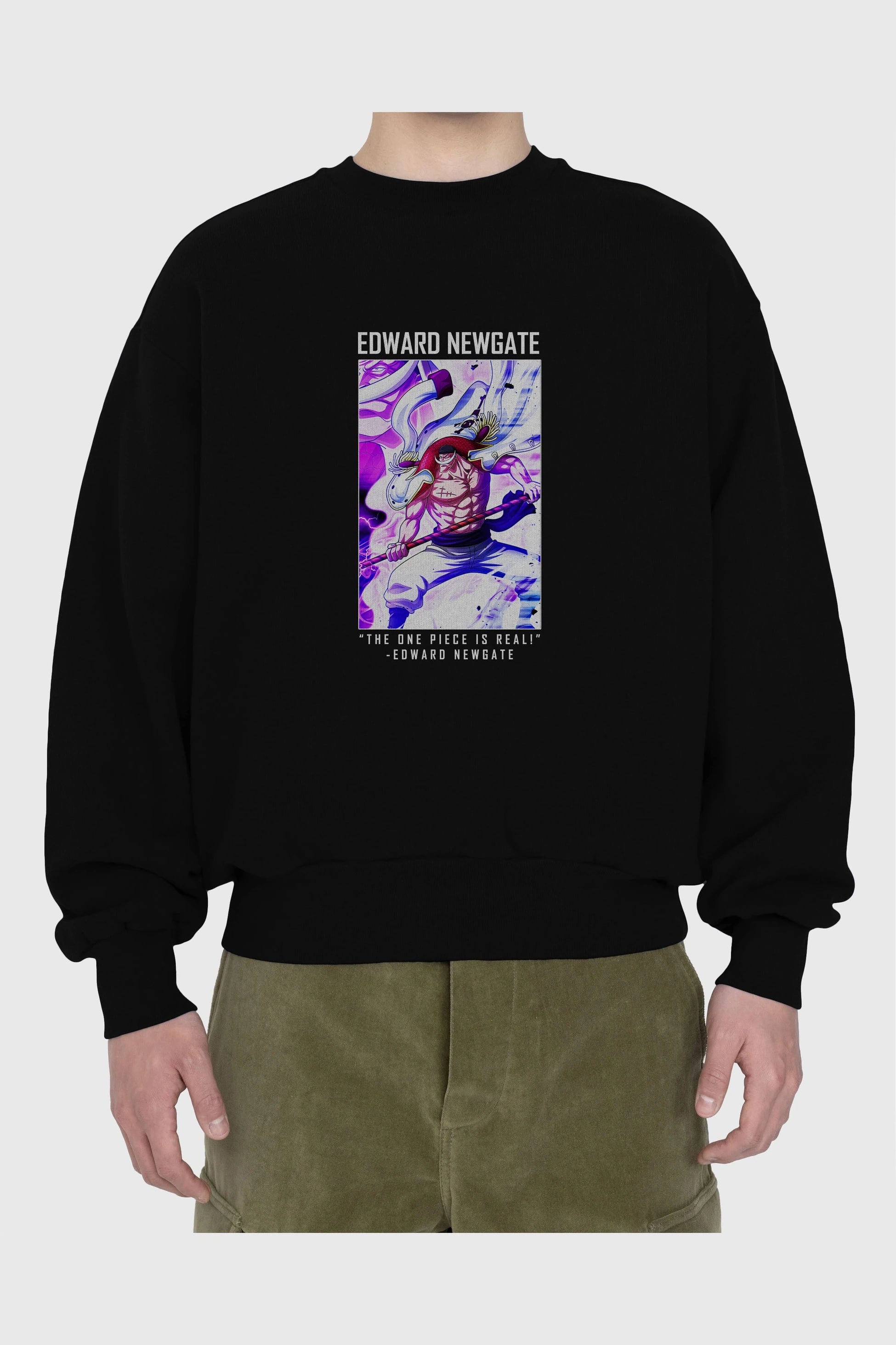 Edward Newgate Ön Baskılı Anime Oversize Sweatshirt Erkek Kadın Unisex