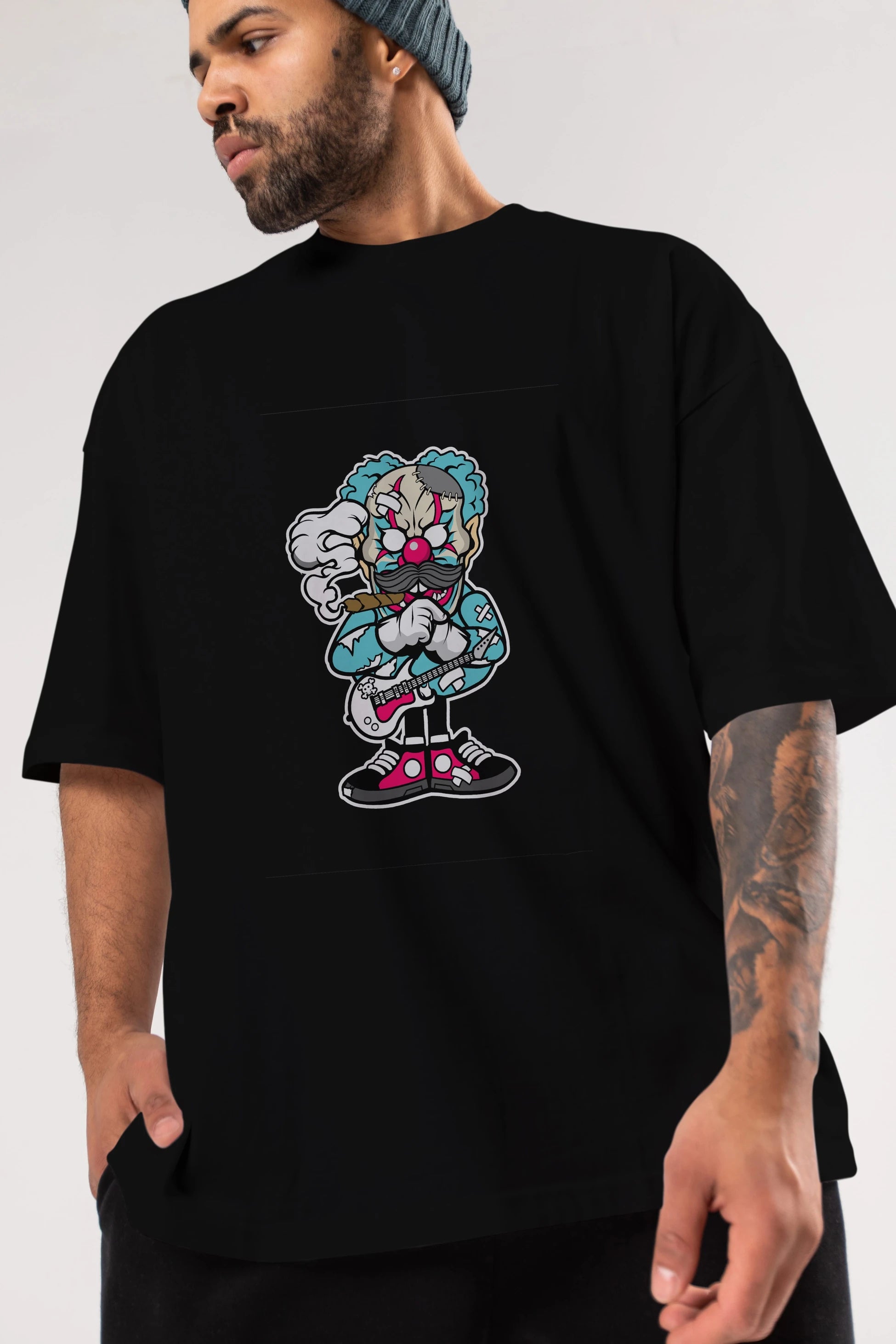 Clown Monster Ön Baskılı Oversize t-shirt Erkek Kadın Unisex %100 Pamuk tişort