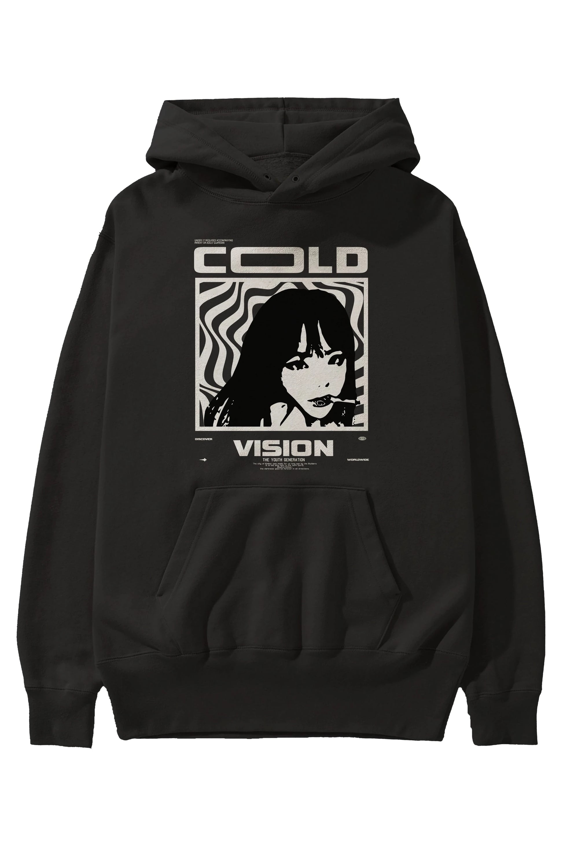 Cold Vision Ön Baskılı Hoodie Oversize Kapüşonlu Sweatshirt Erkek Kadın Unisex