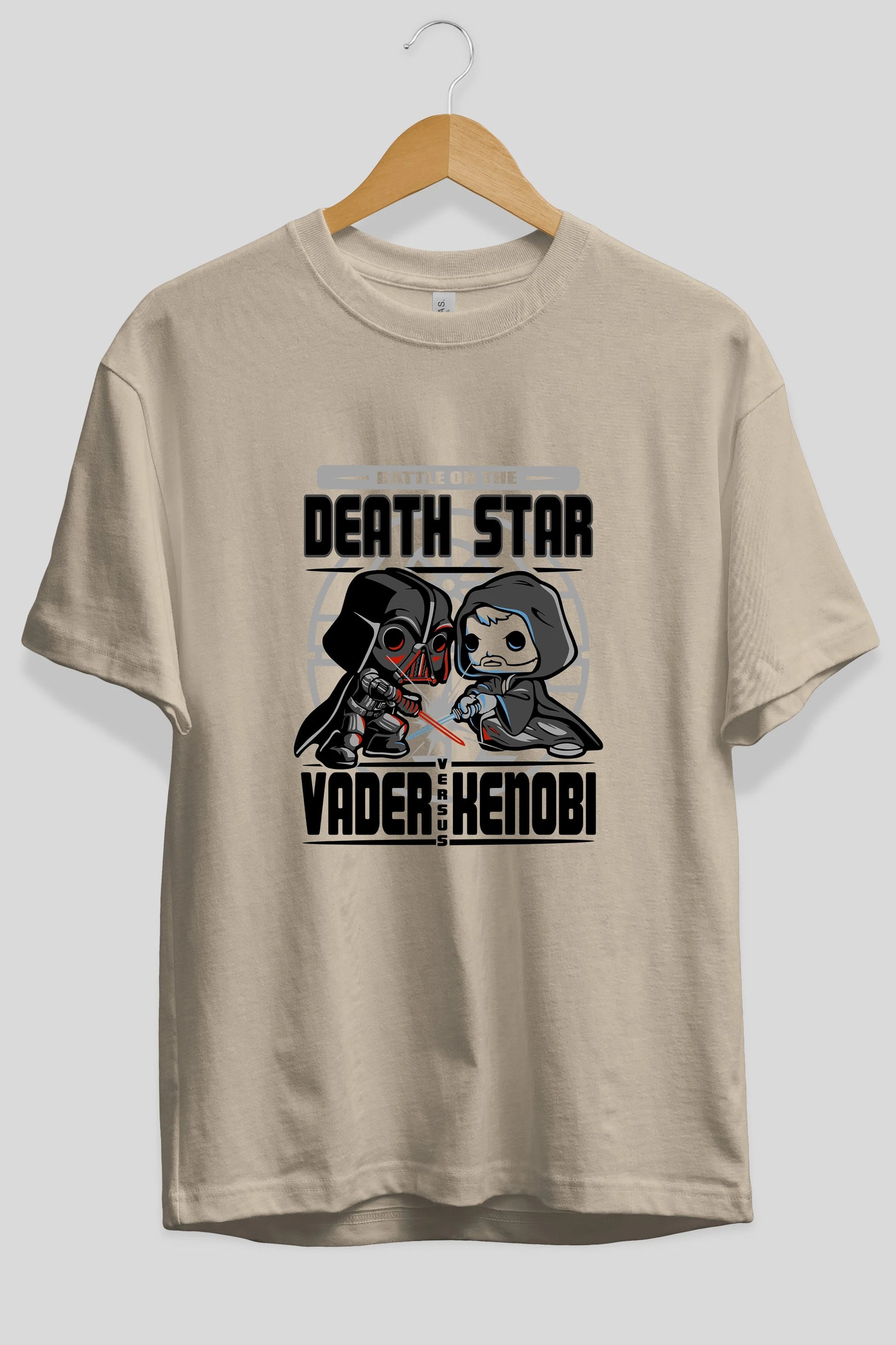 Vader Kenobi Ön Baskılı Oversize t-shirt Erkek Kadın Unisex %100 Pamuk Bisiklet Yaka tişort