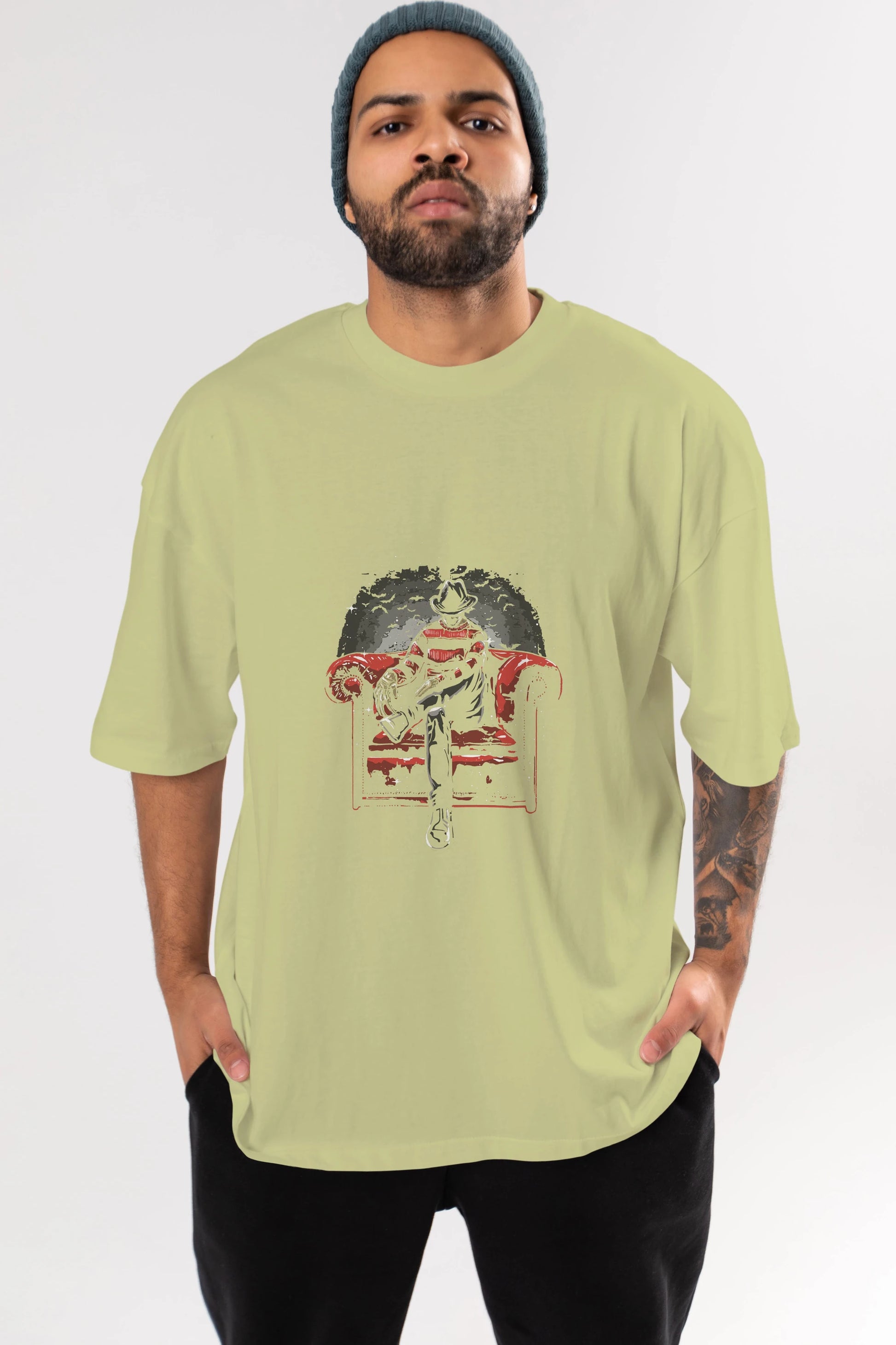 Nightmare Side Ön Baskılı Oversize t-shirt Erkek Kadın Unisex %100 Pamuk tişort