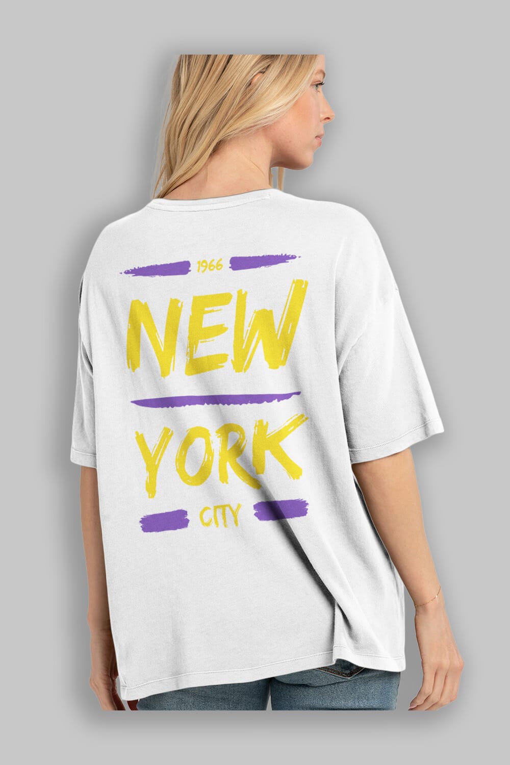New York City 2 Arka Baskılı Oversize t-shirt Erkek Kadın Unisex