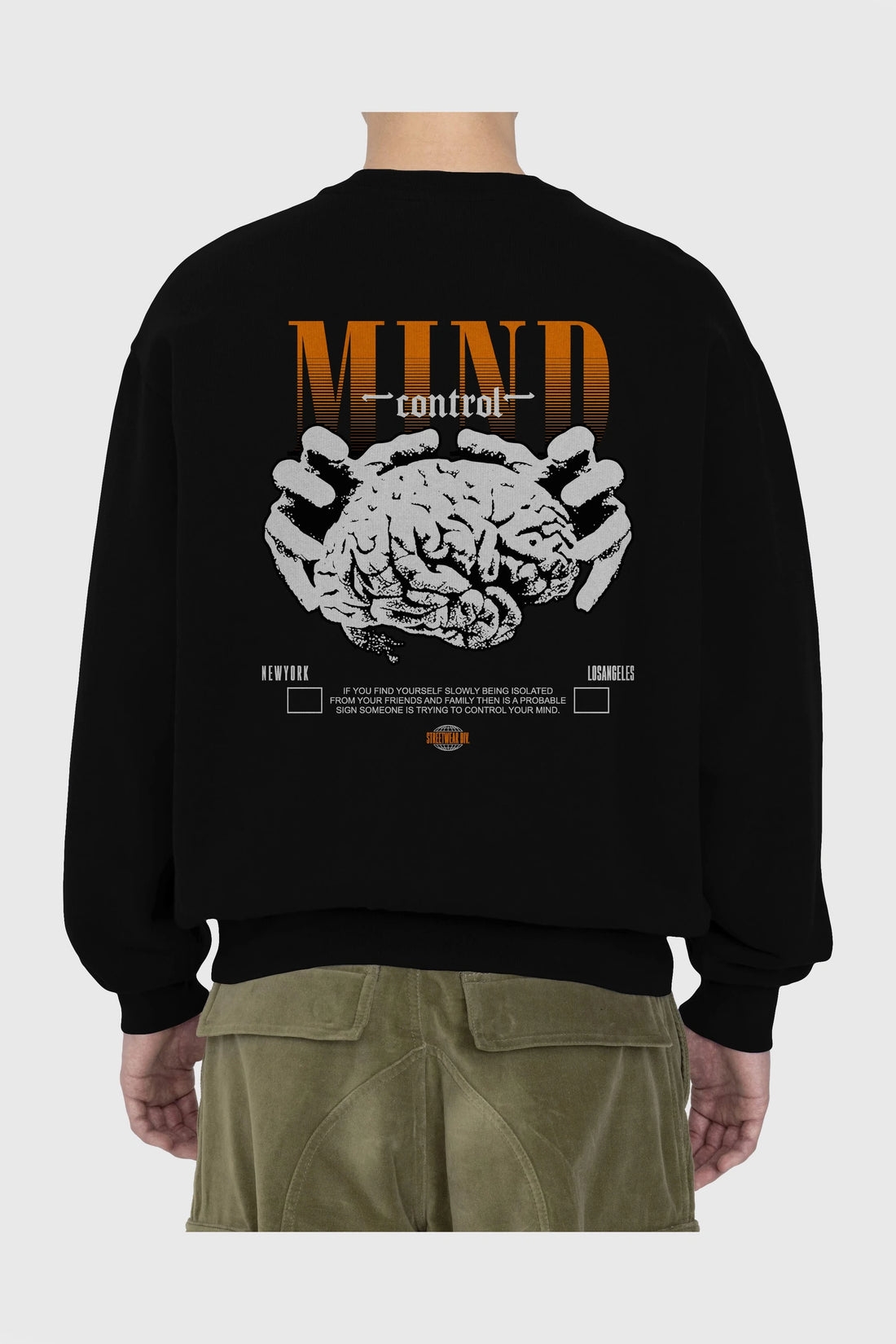 Mind Control Arka Baskılı Oversize Sweatshirt Erkek Kadın Unisex