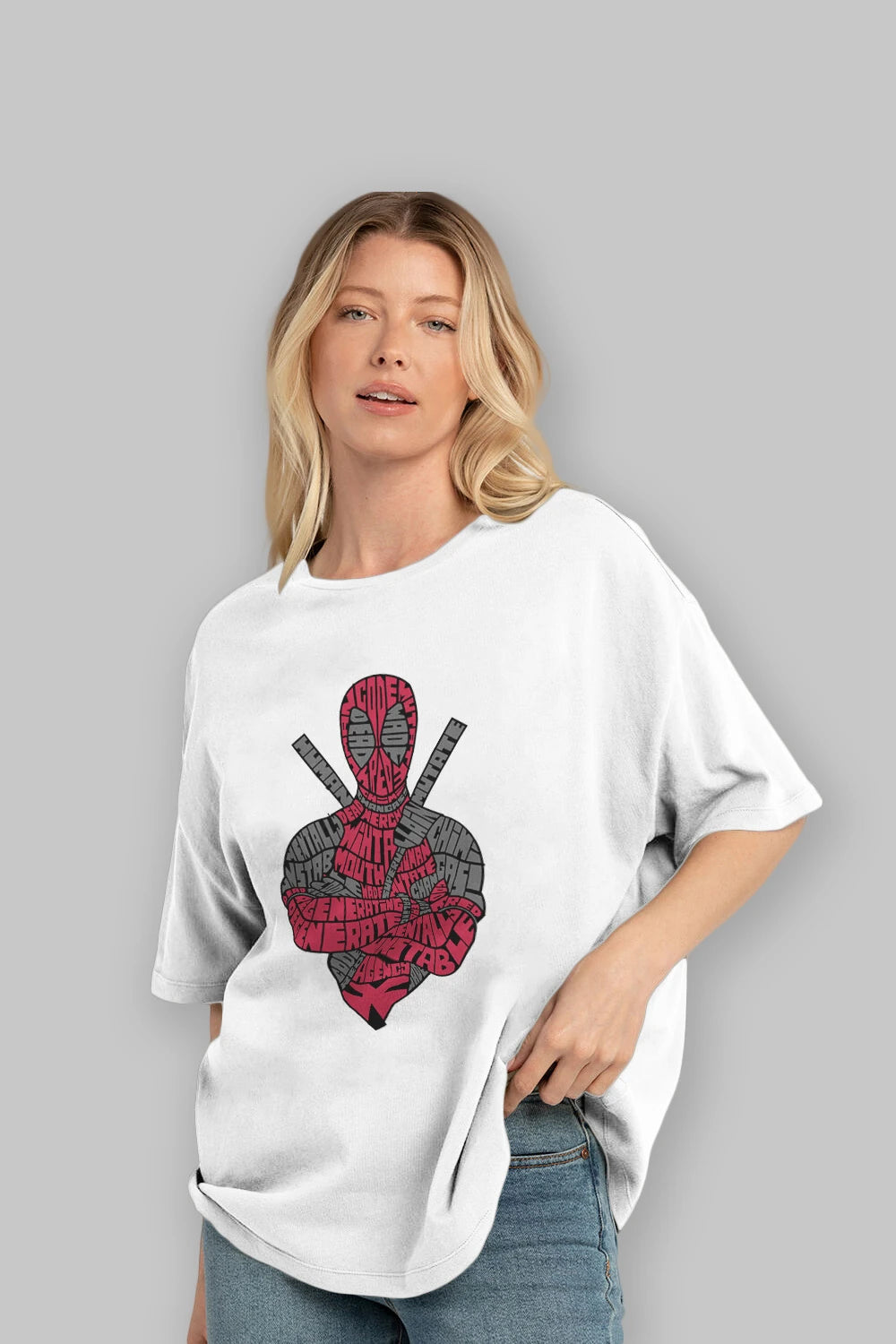 Dead Red Ön Baskılı Oversize t-shirt %100 pamuk Erkek Kadın Unisex
