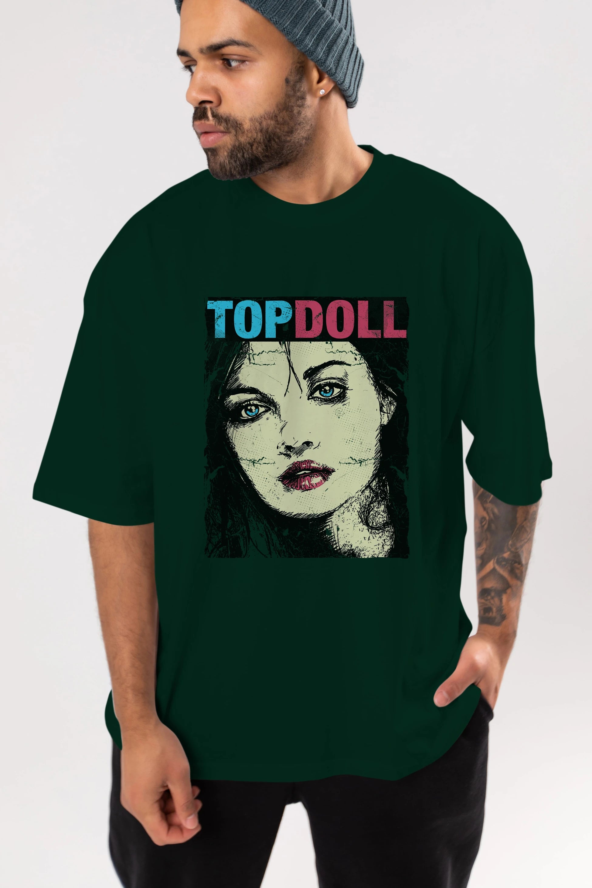 Topdoll Streetwear Ön Baskılı Oversize t-shirt Erkek Kadın Unisex