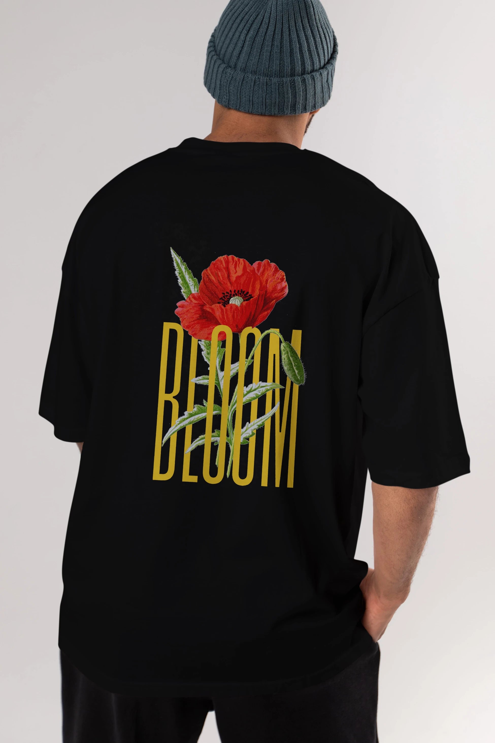 Bloom Flower Arka Baskılı Oversize t-shirt Erkek Kadın Unisex