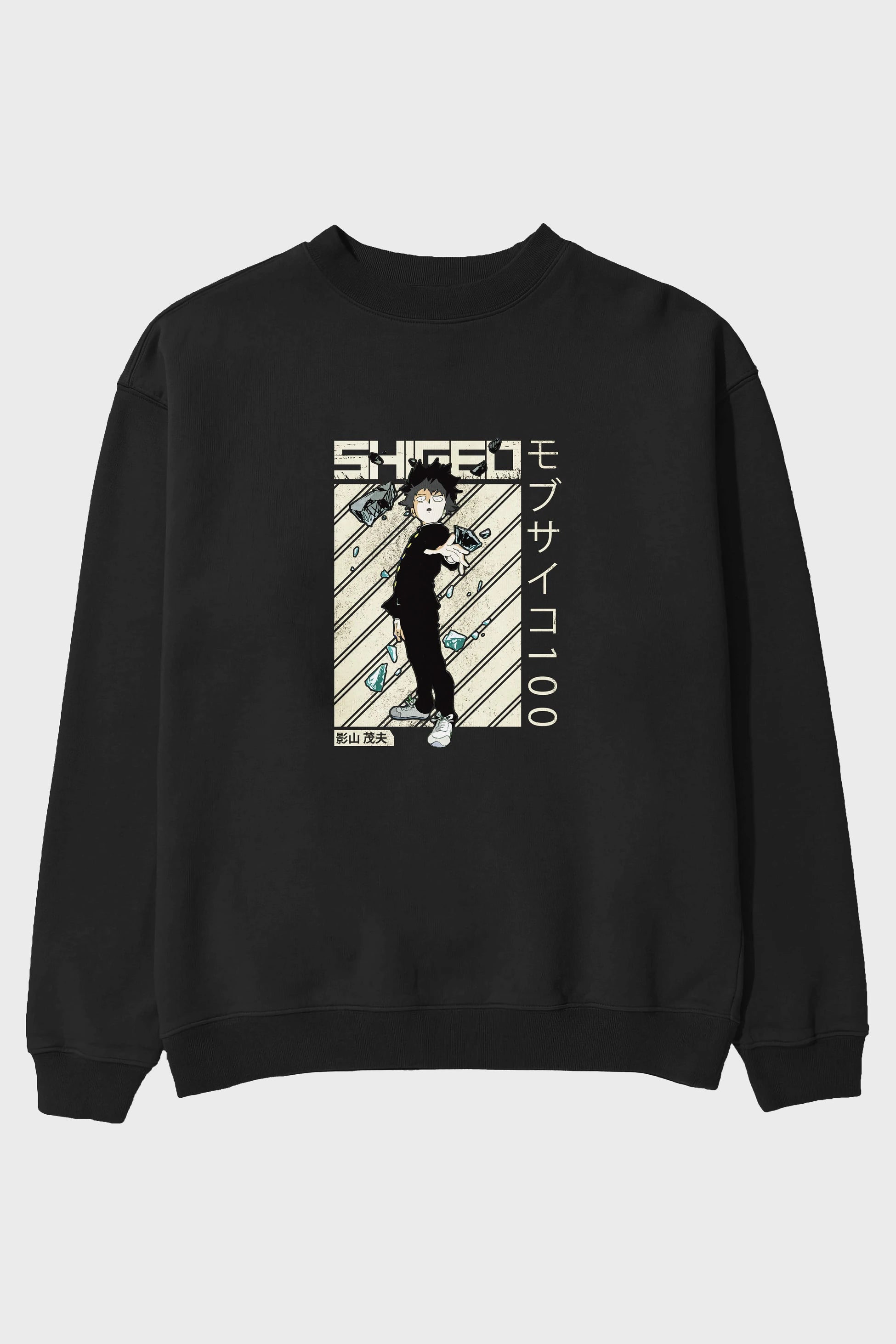 Shigeo Kageyama 3 Anime Ön Baskılı Oversize Sweatshirt Erkek Kadın Unisex