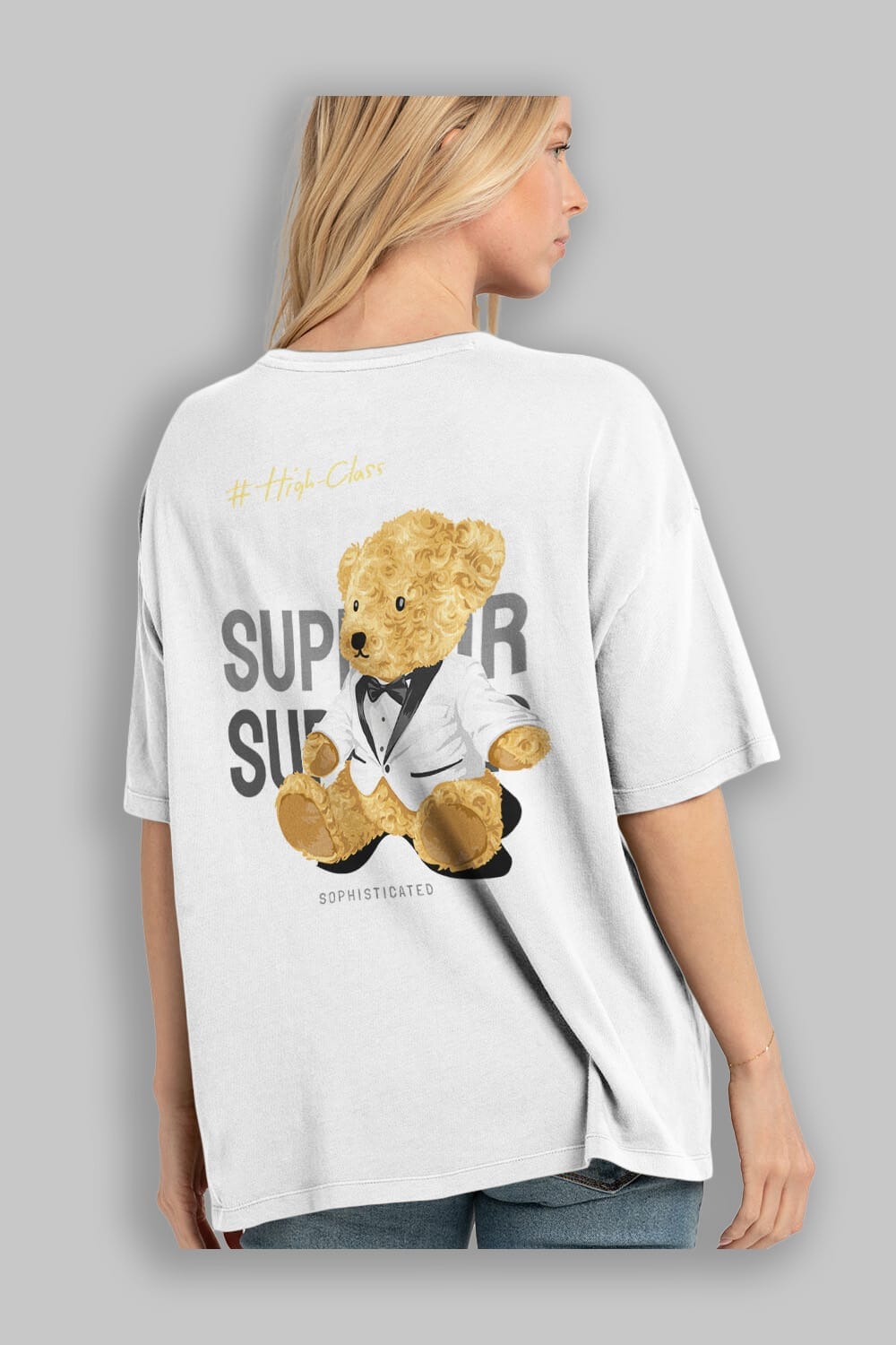 Teddy Bear Superior Arka Baskılı Oversize t-shirt Erkek Kadın Unisex %100 Pamuk