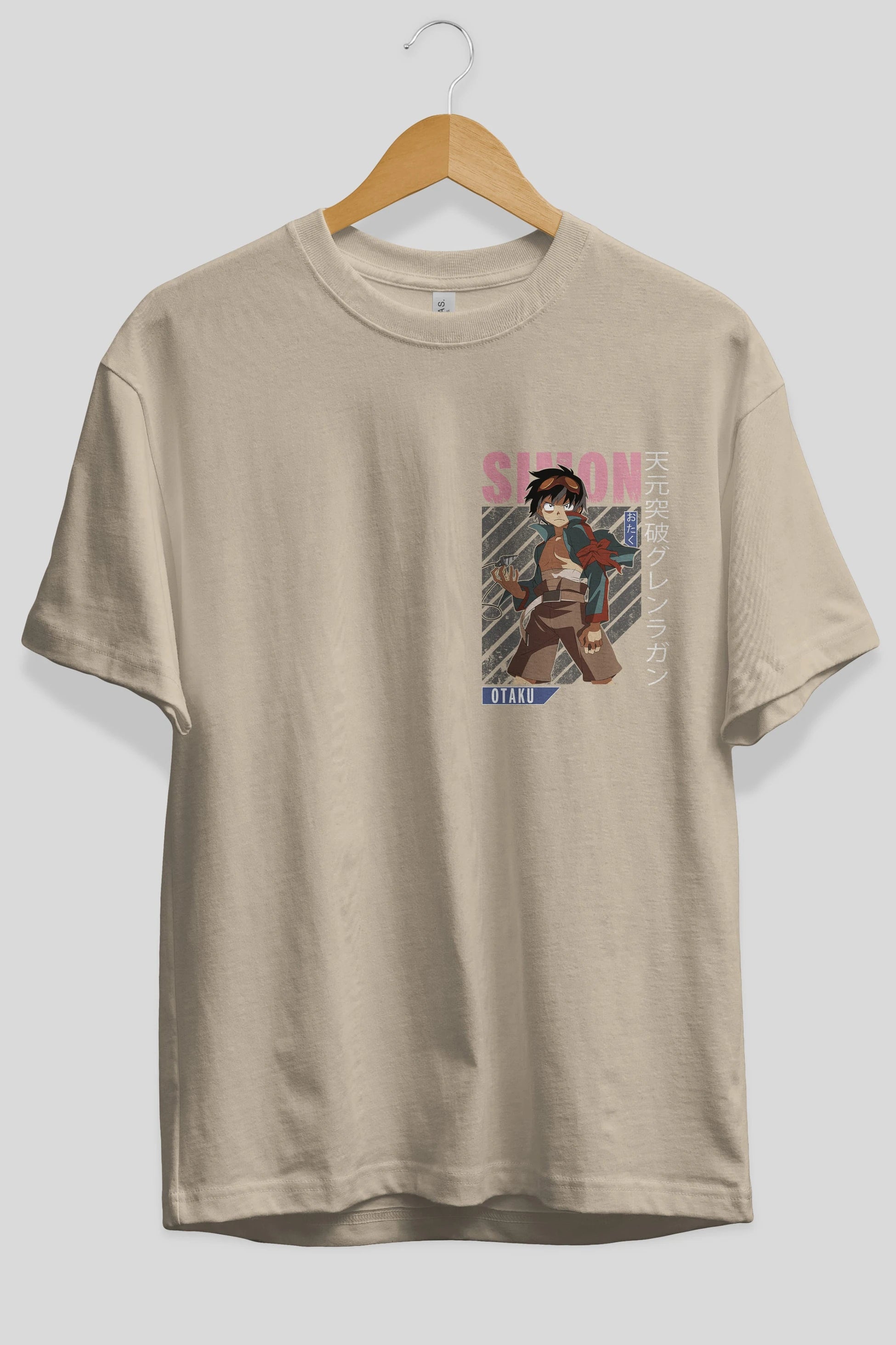 Simon 5 Ön Sol Baskılı Oversize t-shirt Erkek Kadın Unisex %100 Pamuk Bisiklet Yaka tişort