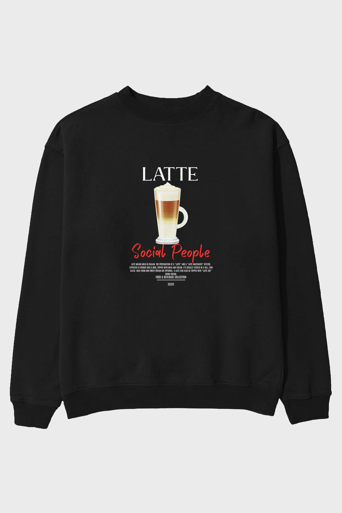 Latte ön Baskılı Oversize Sweatshirt Erkek Kadın Unisex