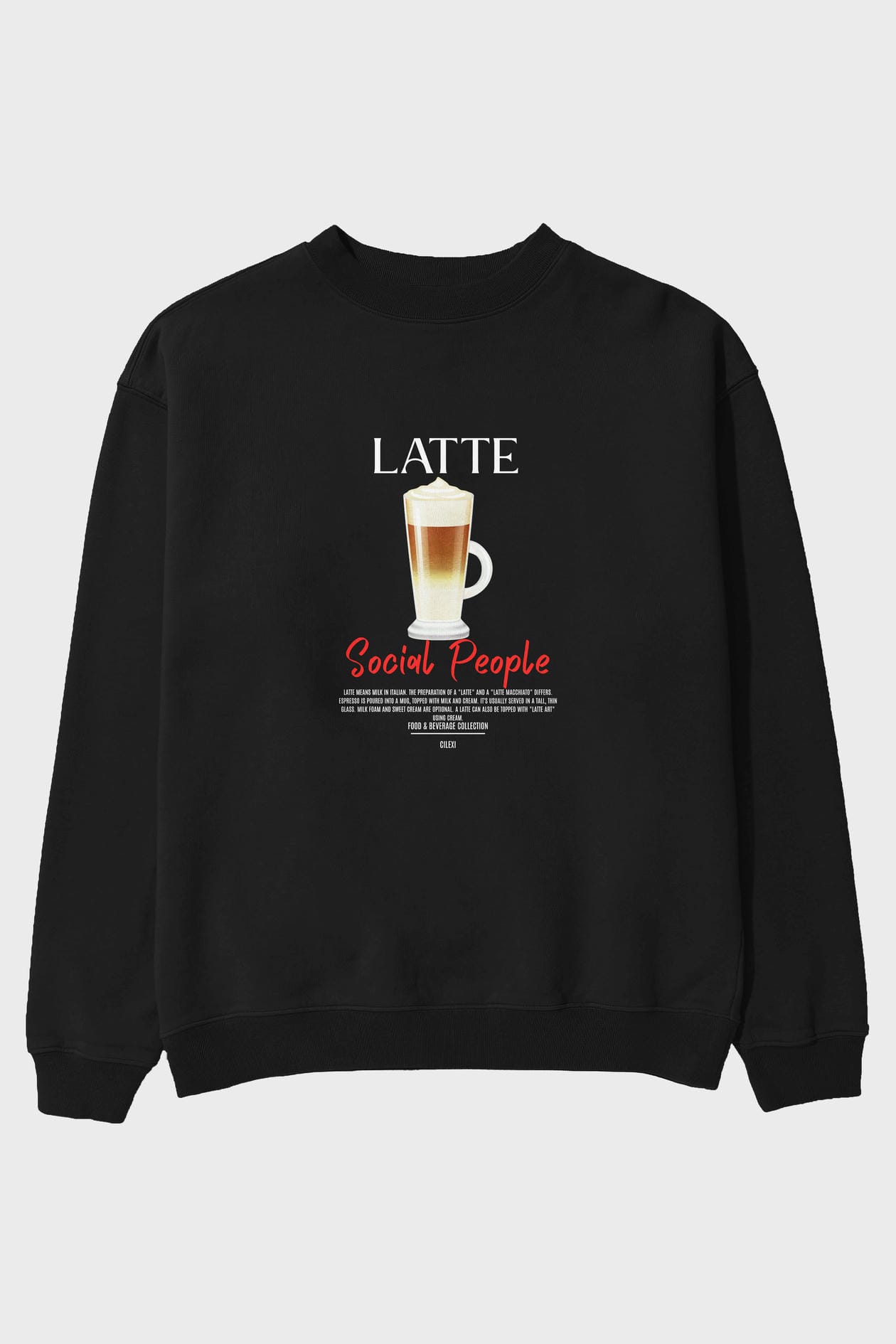 Latte ön Baskılı Oversize Sweatshirt Erkek Kadın Unisex