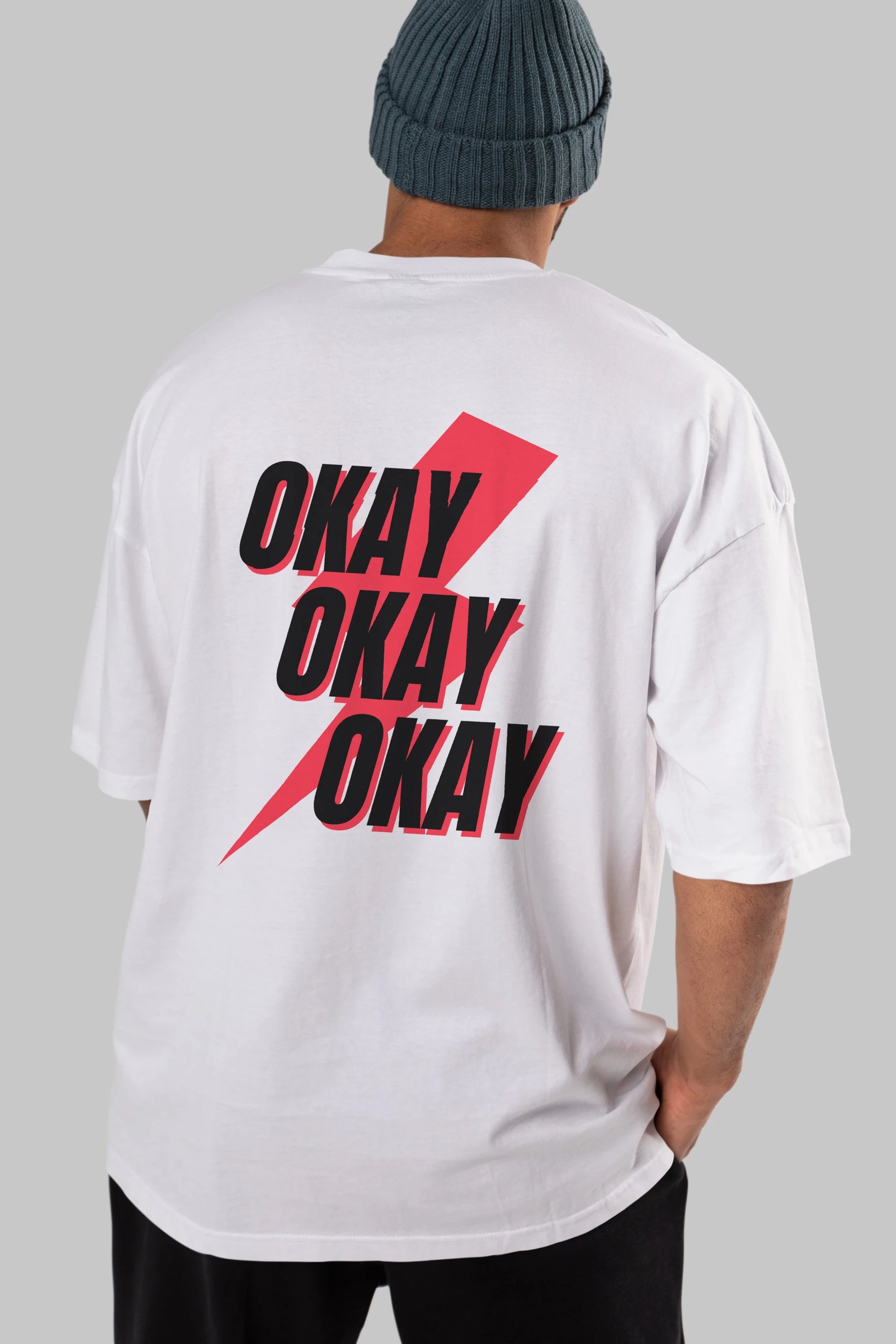 Okay Arka Baskılı Oversize t-shirt Erkek Kadın Unisex