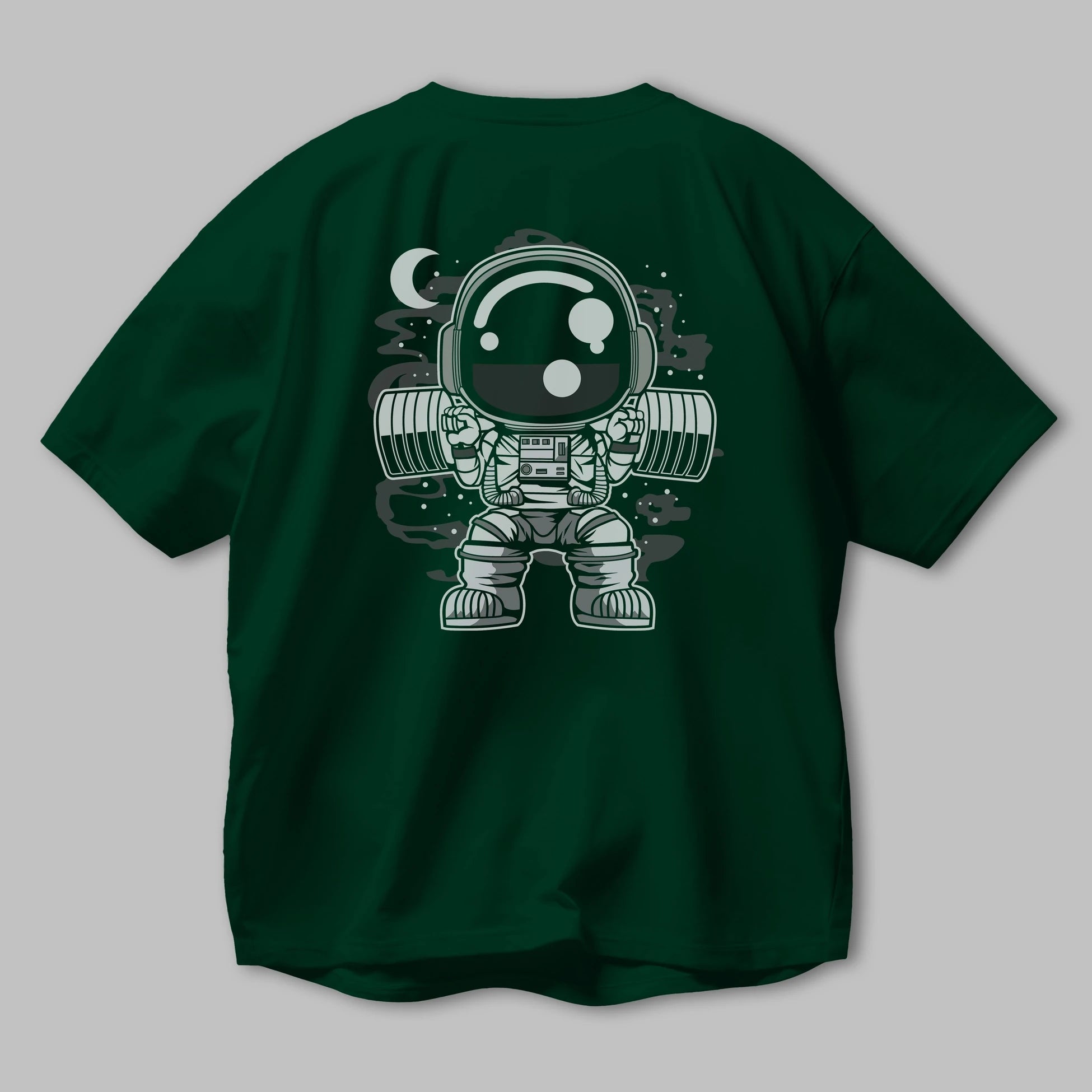 Astronaut Barbell Body Builder Arka Baskılı Oversize t-shirt Erkek Kadın Unisex