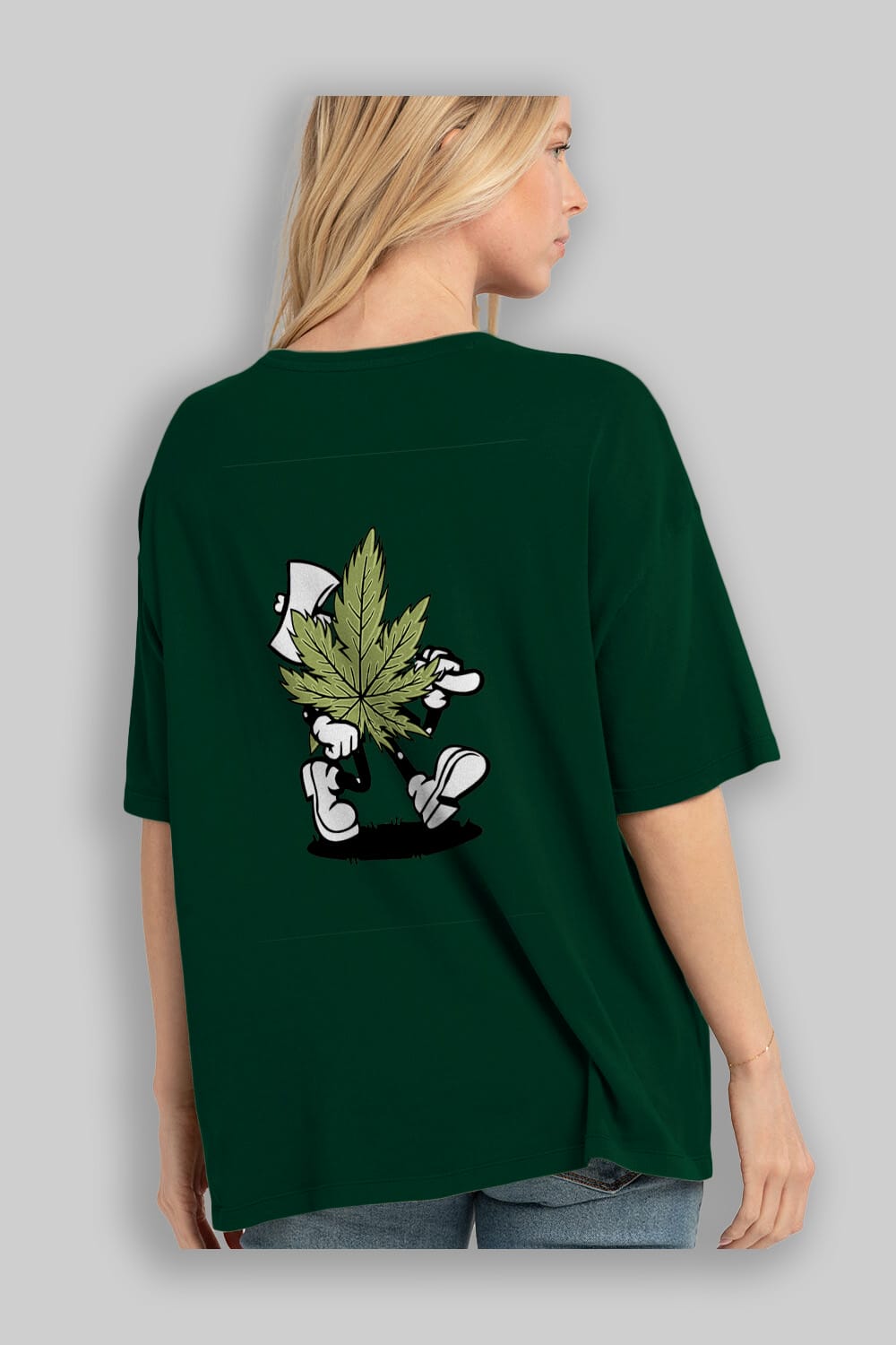 Weed Arka Baskılı Oversize t-shirt Erkek Kadın Unisex %100 Pamuk tişort