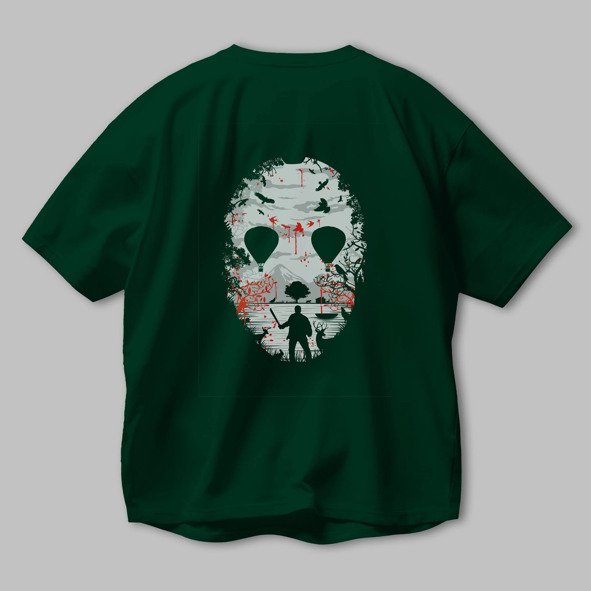Crystal Lake Arka Baskılı Oversize t-shirt %100 pamuk Erkek Kadın Unisex
