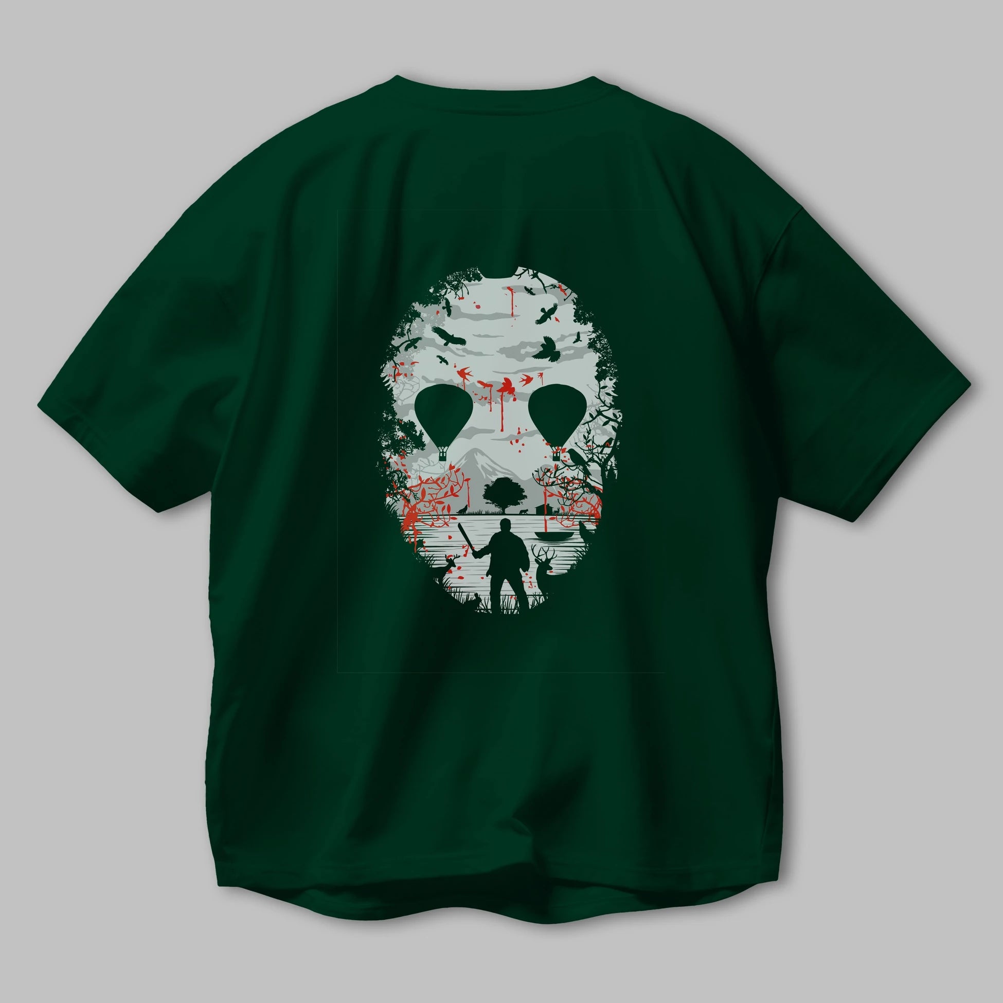 Crystal Lake Arka Baskılı Oversize t-shirt %100 pamuk Erkek Kadın Unisex