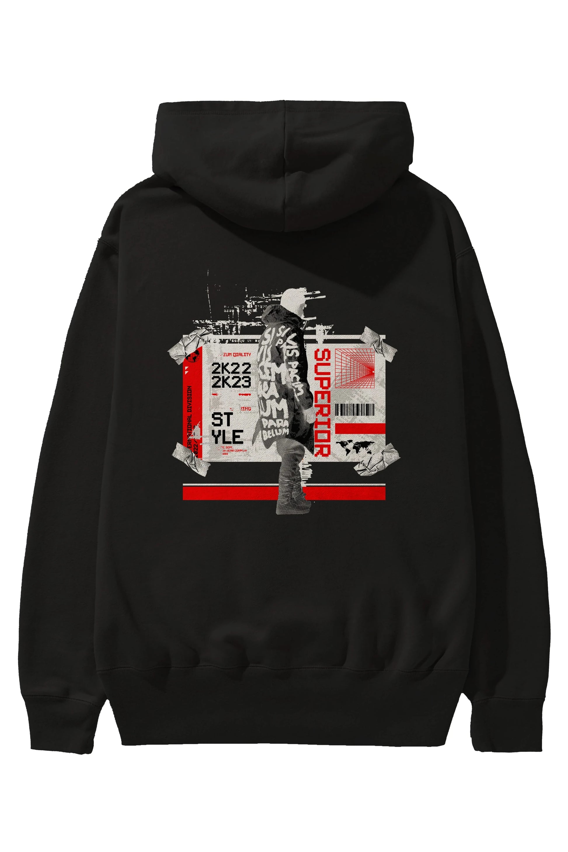 Superior Arka Baskılı Hoodie Oversize Kapüşonlu Sweatshirt Erkek Kadın Unisex