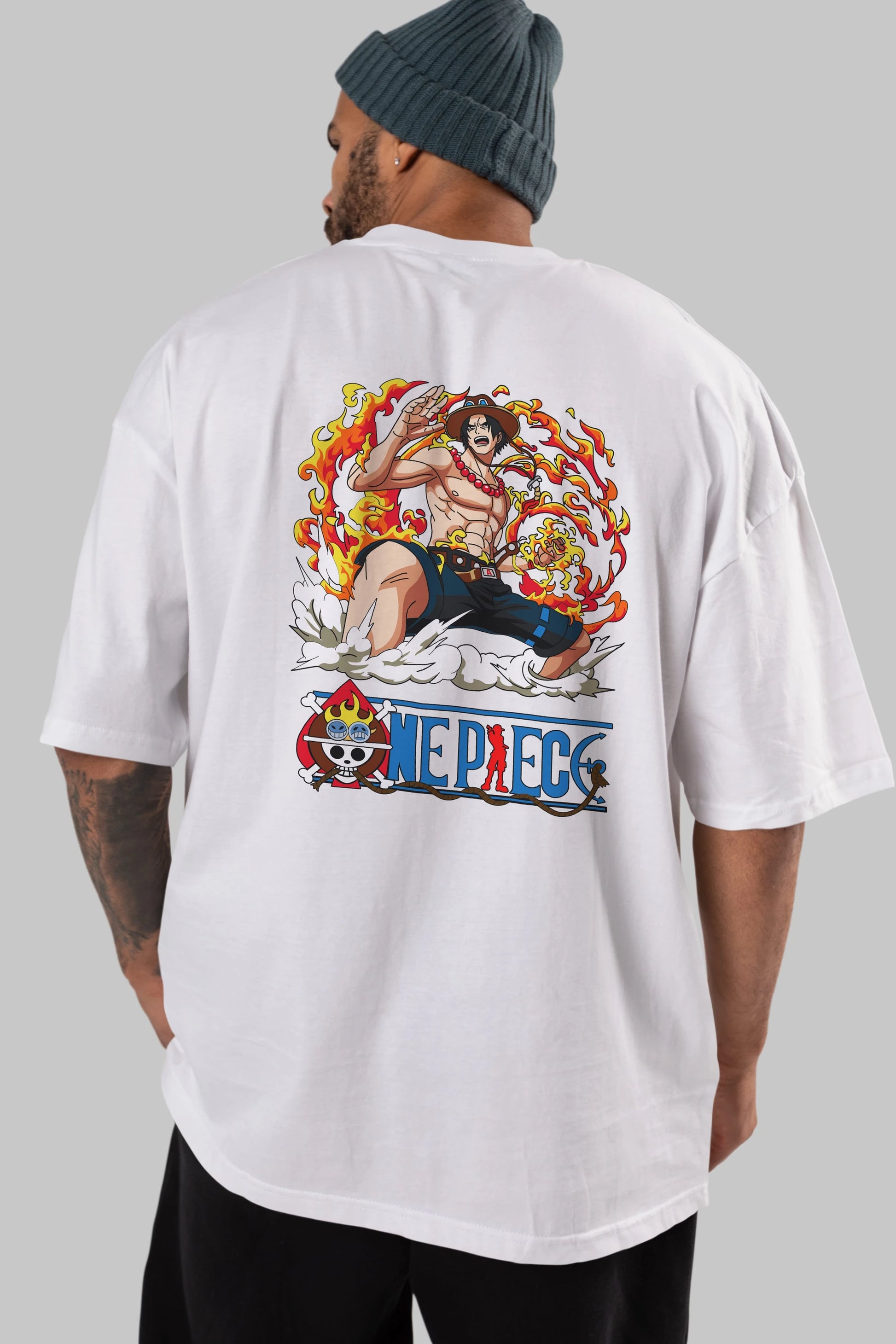 One Piece Anime Arka Baskılı Oversize t-shirt Erkek Kadın Unisex %100 pamuk tişort