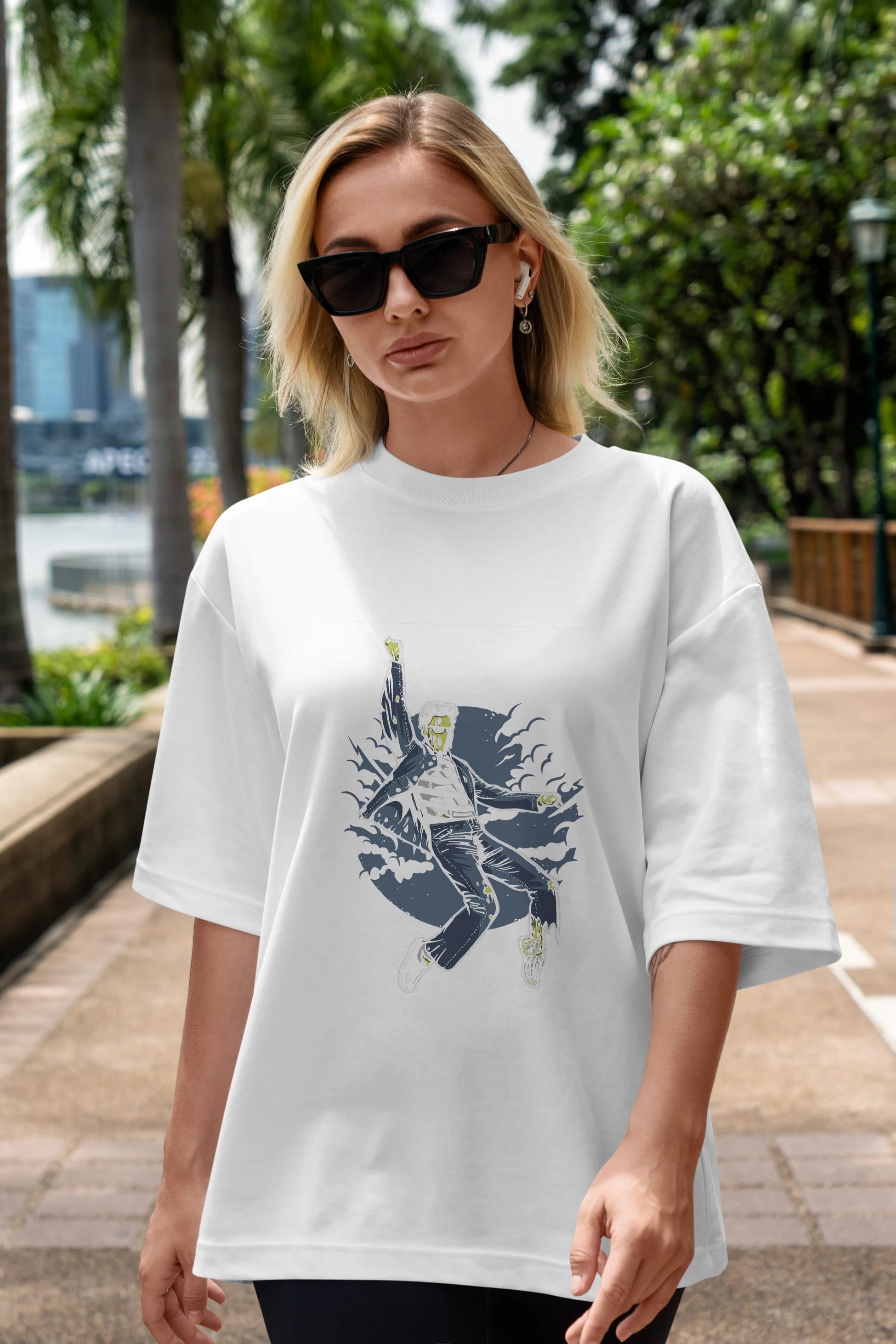 Zombie King Ön Baskılı Oversize t-shirt Erkek Kadın Unisex %100 Pamuk tişort