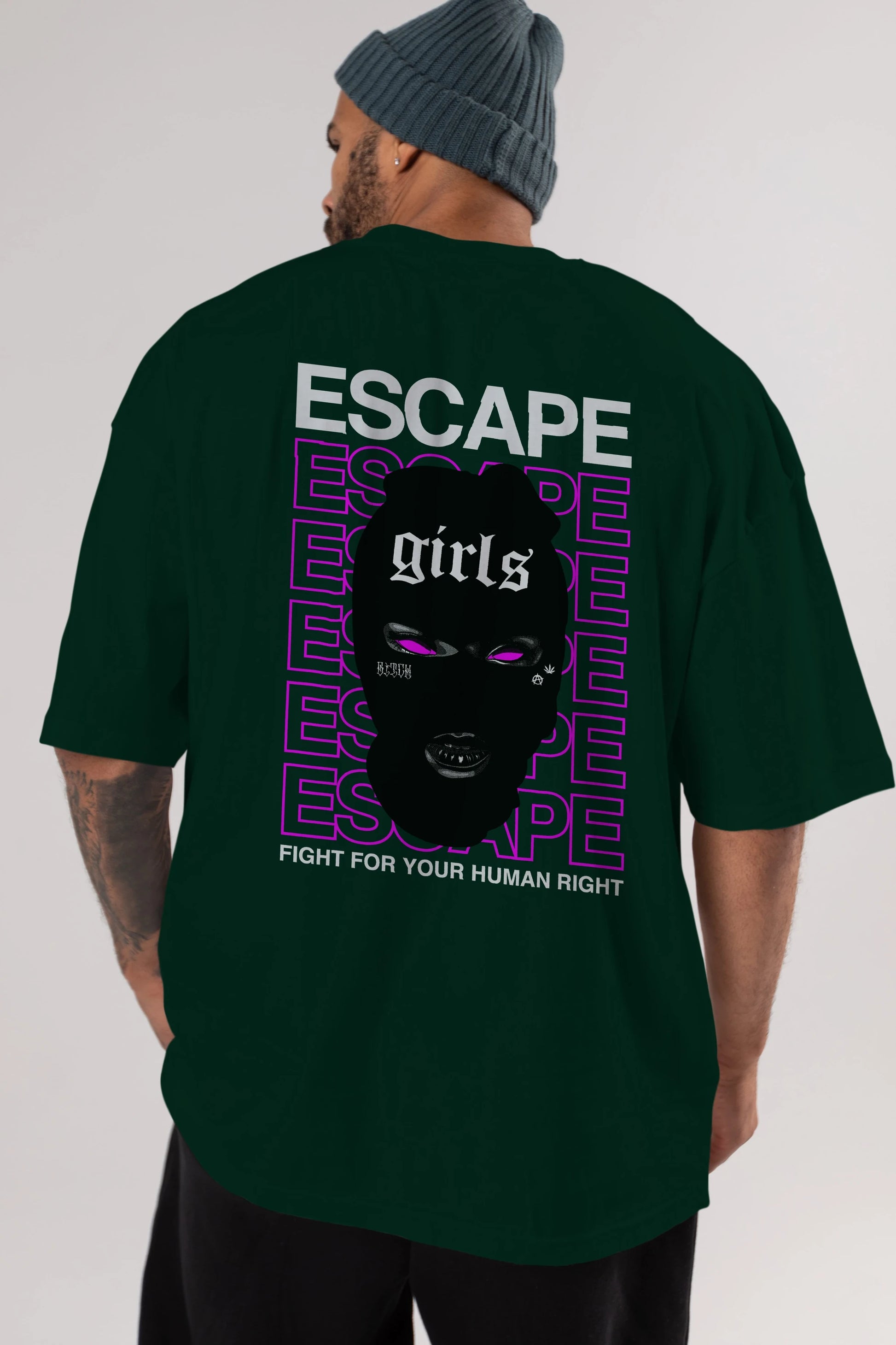 Escape Girl Arka Baskılı Oversize t-shirt Erkek Kadın Unisex