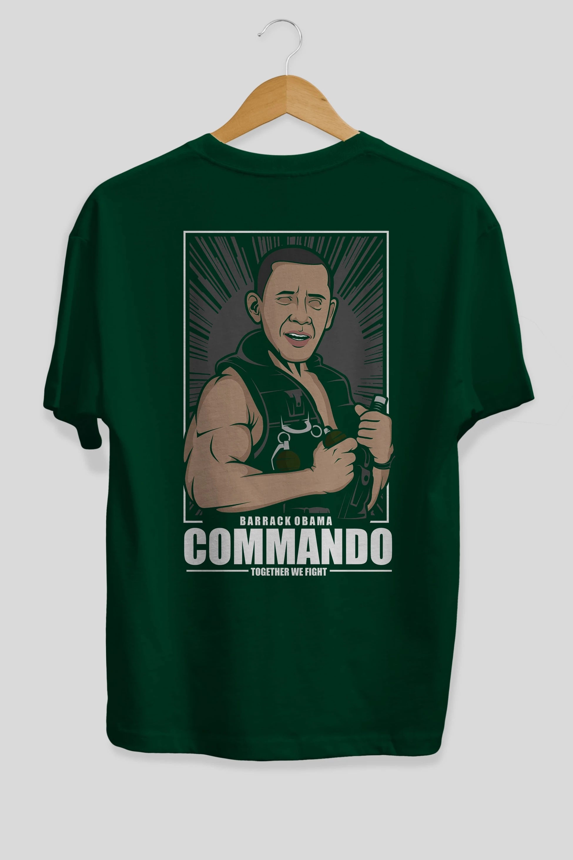 Obama Commando Arka Baskılı Oversize t-shirt Erkek Kadın Unisex %100 Pamuk tişort