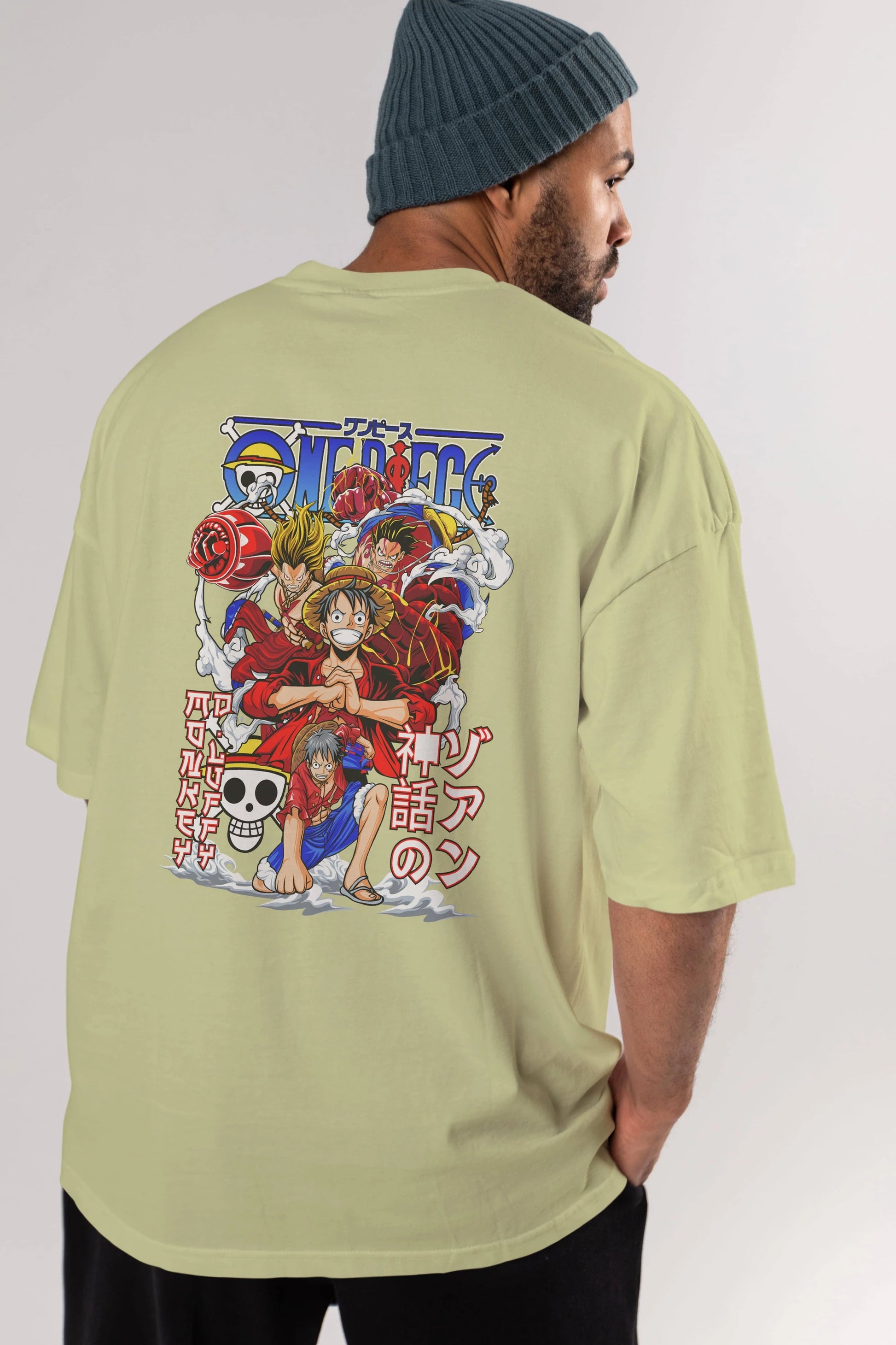 MONKEY D. LUFF-ONE PIECE 2 Anime Arka Baskılı Oversize t-shirt Erkek Kadın Unisex