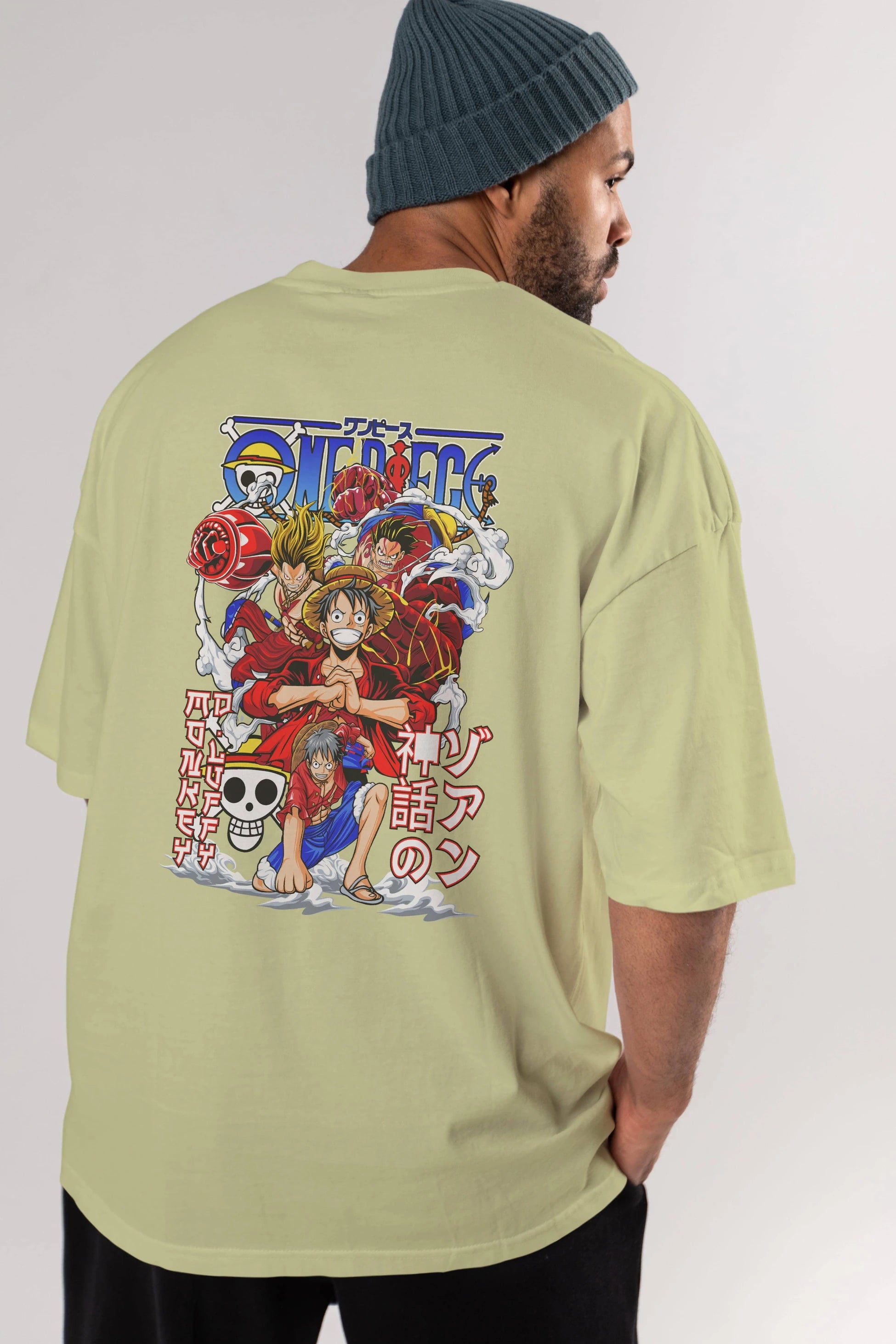 MONKEY D. LUFF-ONE PIECE 2 Anime Arka Baskılı Oversize t-shirt Erkek Kadın Unisex