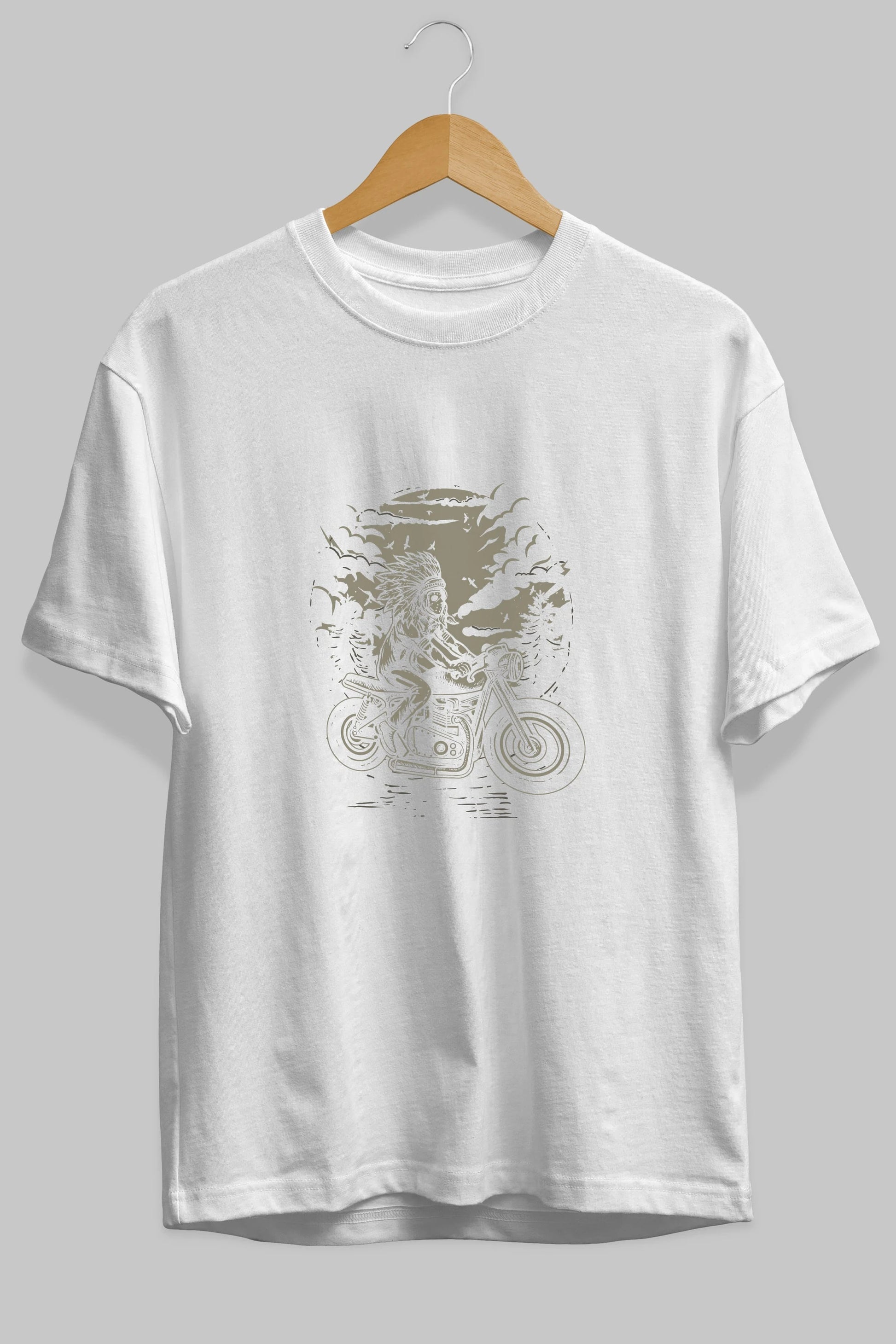 Indian Chief Rider Ön Baskılı Oversize t-shirt Erkek Kadın Unisex %100 Pamuk tişort