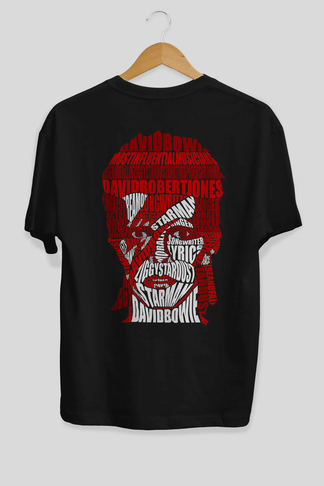 David Bowie Calligram Arka Baskılı Oversize t-shirt %100 pamuk Erkek Kadın Unisex