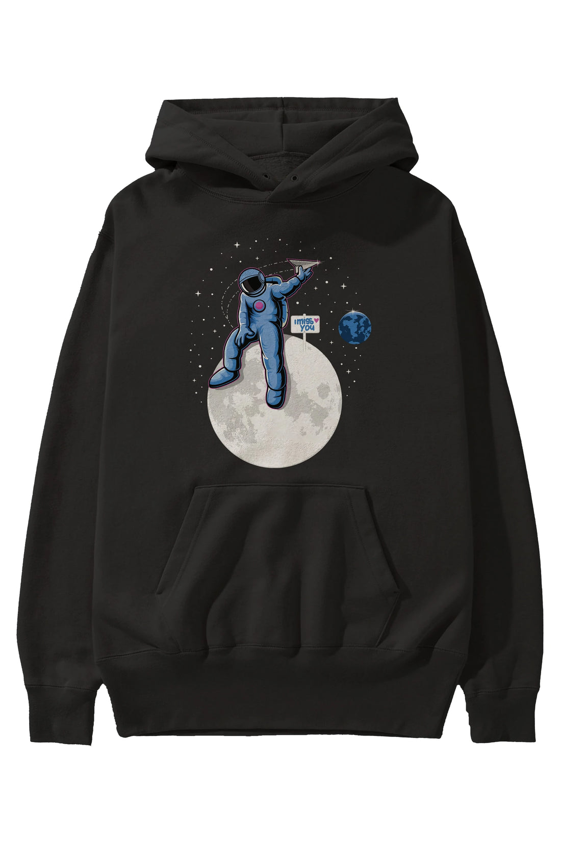 Astro Missing Earth Ön Baskılı Hoodie Oversize Kapüşonlu Sweatshirt Erkek Kadın Unisex