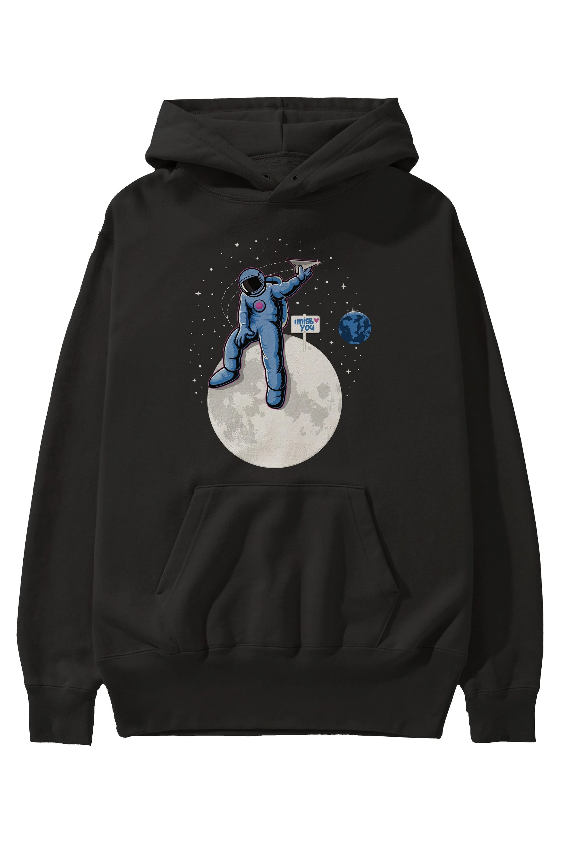Astro Missing Earth Ön Baskılı Hoodie Oversize Kapüşonlu Sweatshirt Erkek Kadın Unisex