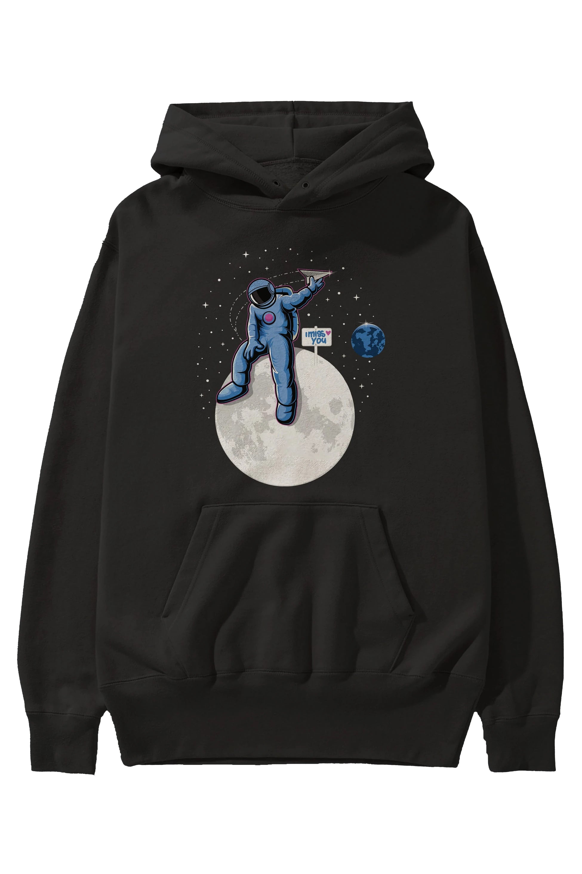 Astro Missing Earth Ön Baskılı Hoodie Oversize Kapüşonlu Sweatshirt Erkek Kadın Unisex