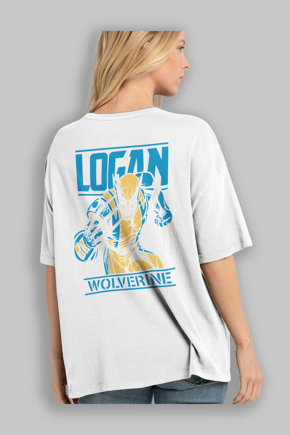 Wolverine Logan Arka Baskılı Oversize t-shirt Erkek Kadın Unisex %100 Pamuk Bisiklet Yaka tişort