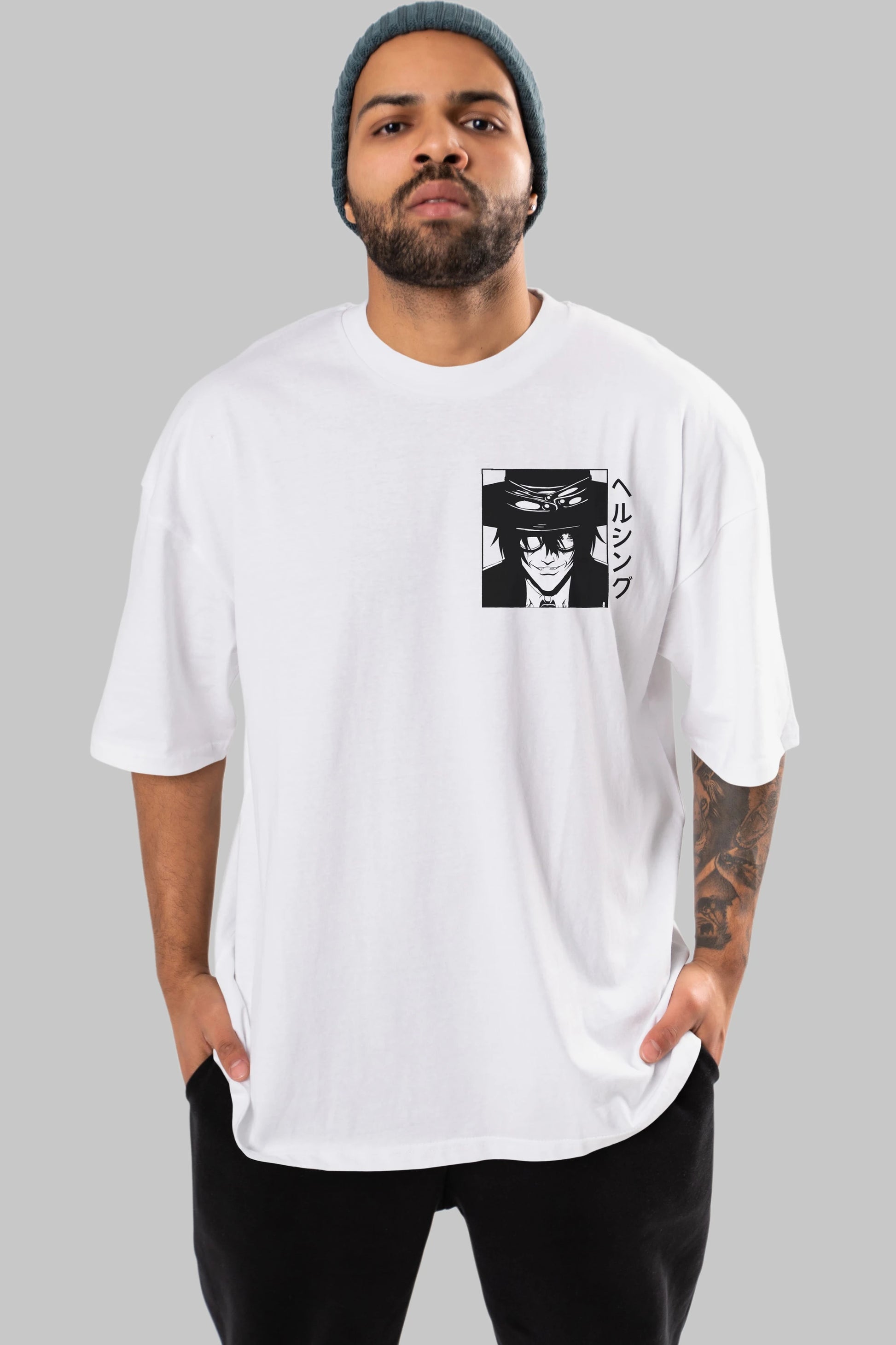 Alucard 1 Ön Sol Baskılı Oversize t-shirt Erkek Kadın Unisex %100 Pamuk Bisiklet Yaka tişort