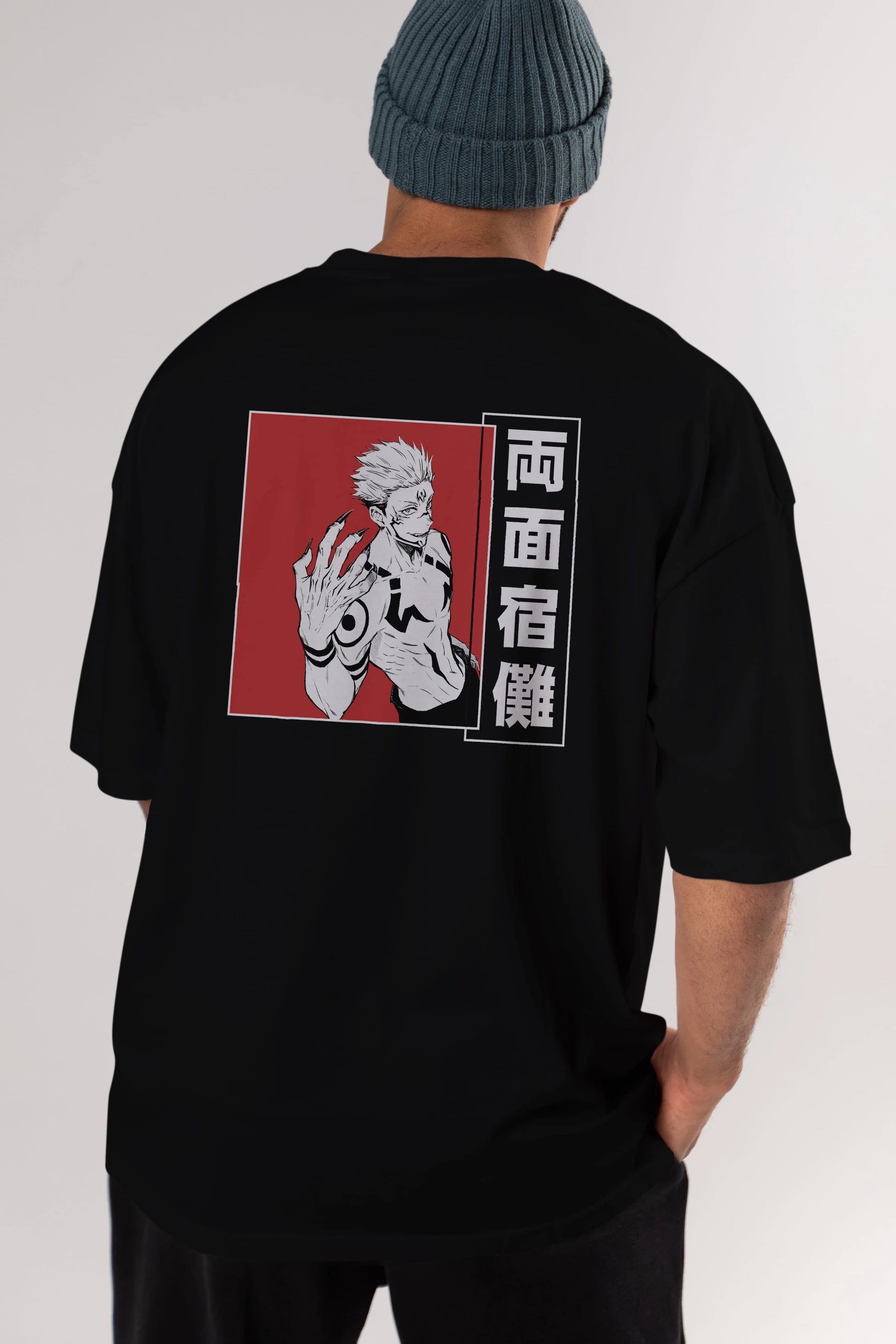 Sukuna Ryoumen 2 Anime Arka Baskılı Oversize t-shirt Erkek Kadın Unisex