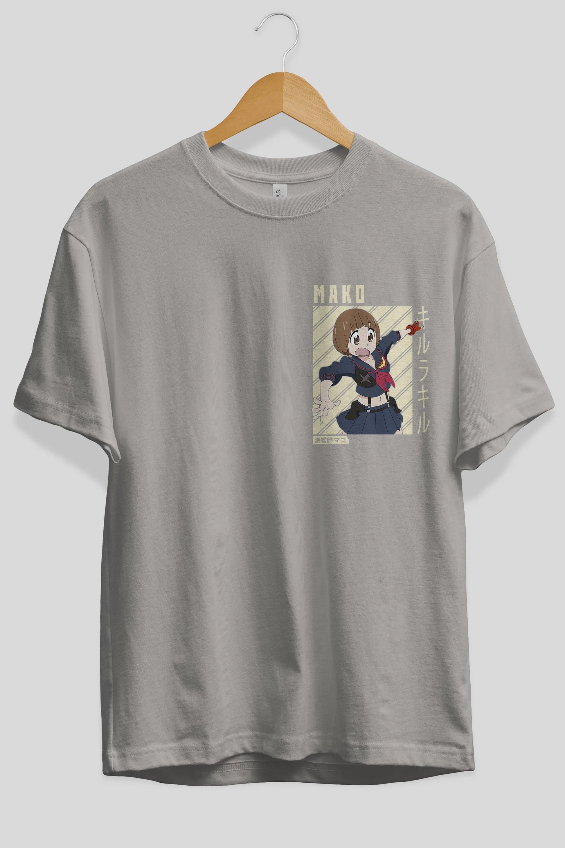 Mako Mankanshoku 1 Ön Sol Baskılı Oversize t-shirt Erkek Kadın Unisex %100 Pamuk Bisiklet Yaka tişort