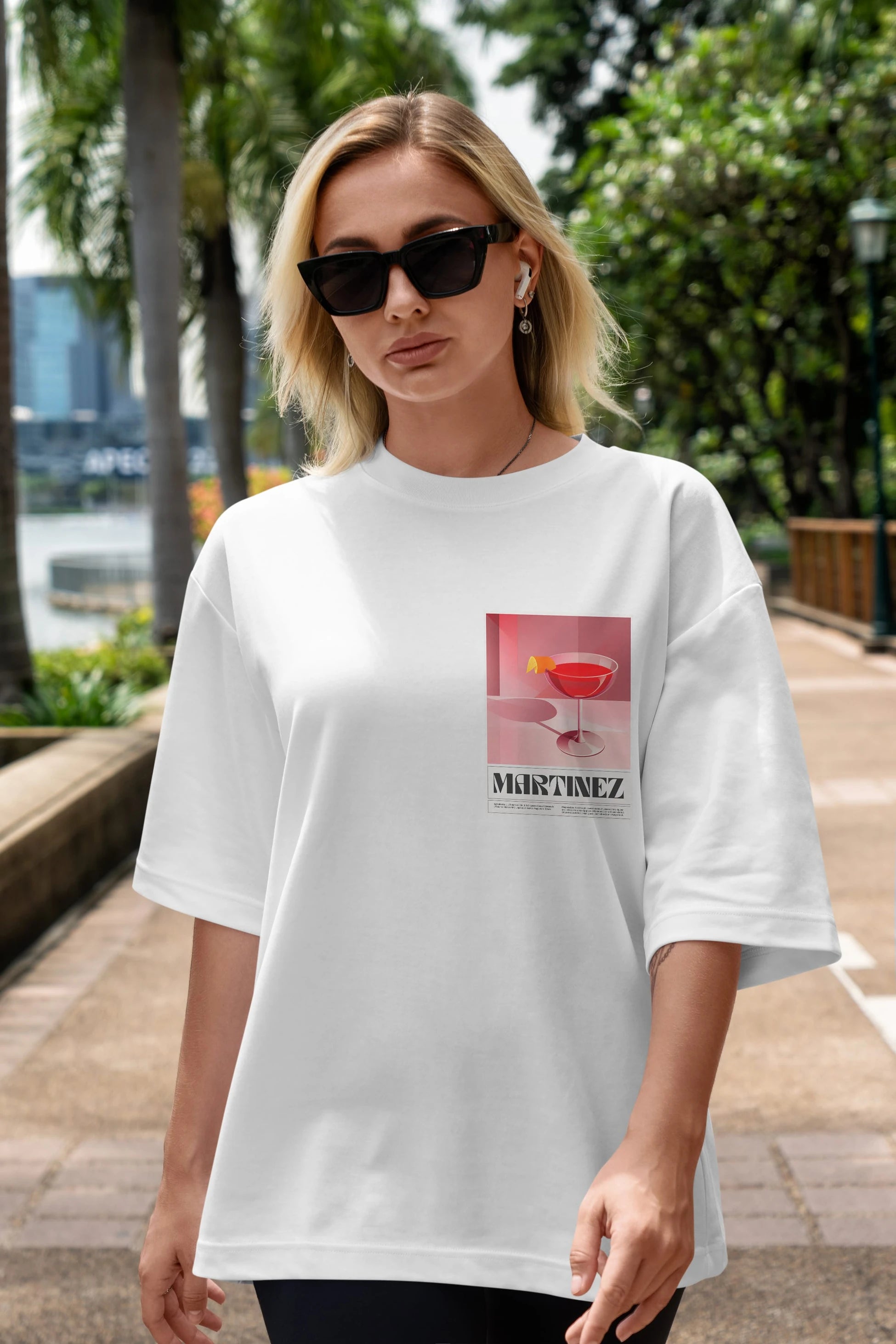 Martinez Ön Sol Baskılı Oversize t-shirt Erkek Kadın Unisex %100 Pamuk Bisiklet Yaka tişort
