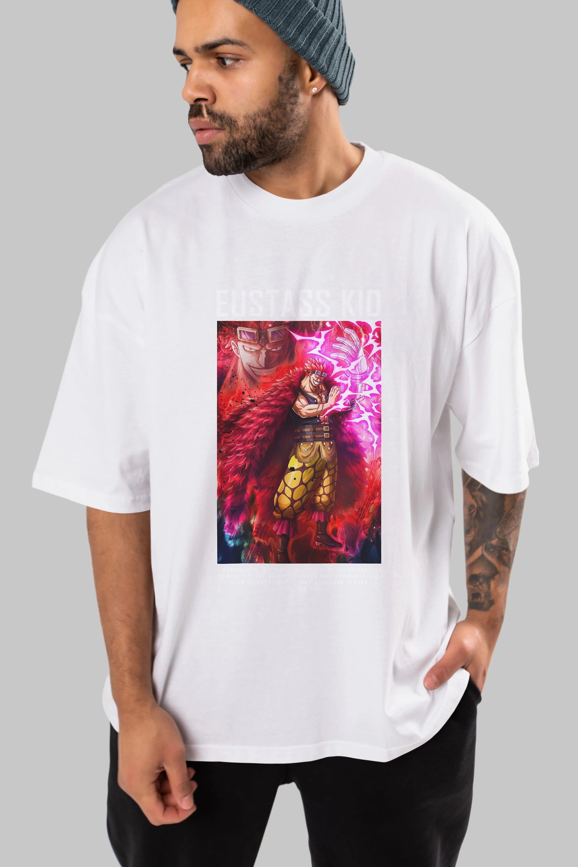 Eustass Kid Anime Ön Baskılı Oversize t-shirt Erkek Kadın Unisex
