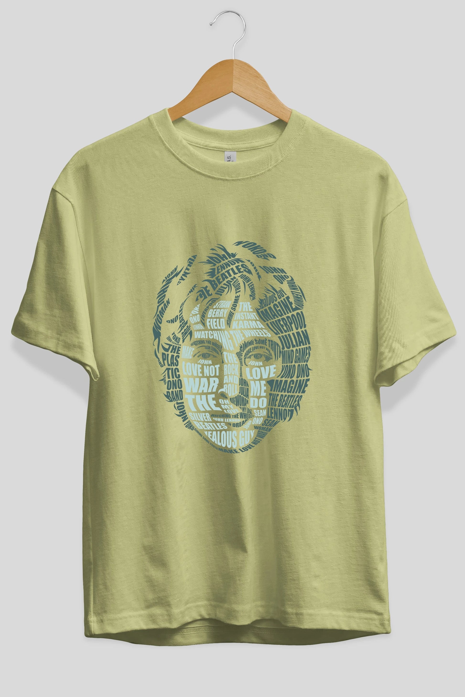 John Lennon Calligram Ön Baskılı Oversize t-shirt %100 pamuk Erkek Kadın Unisex