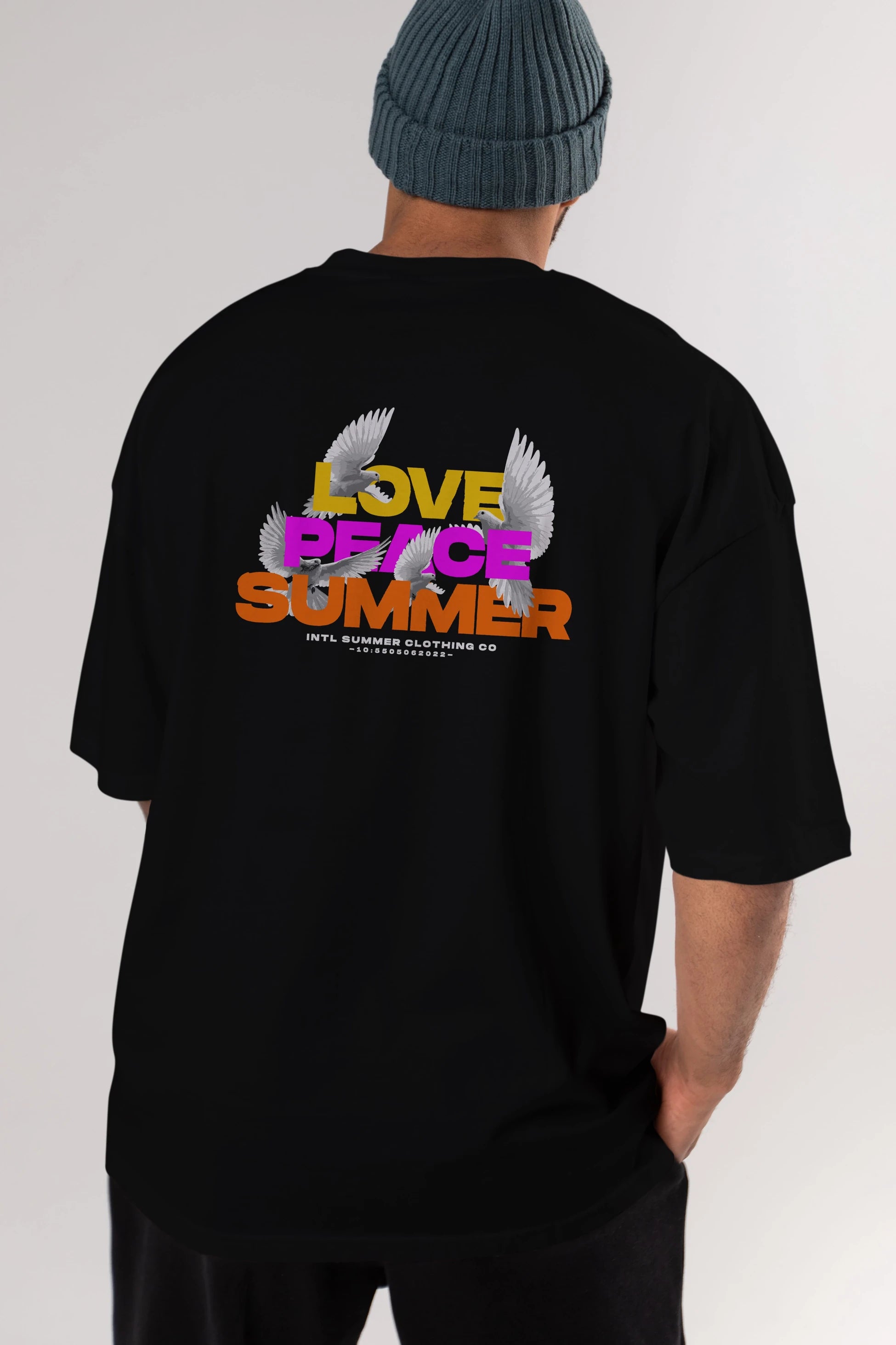 Love Peace Summer Arka Baskılı Oversize t-shirt Erkek Kadın Unisex