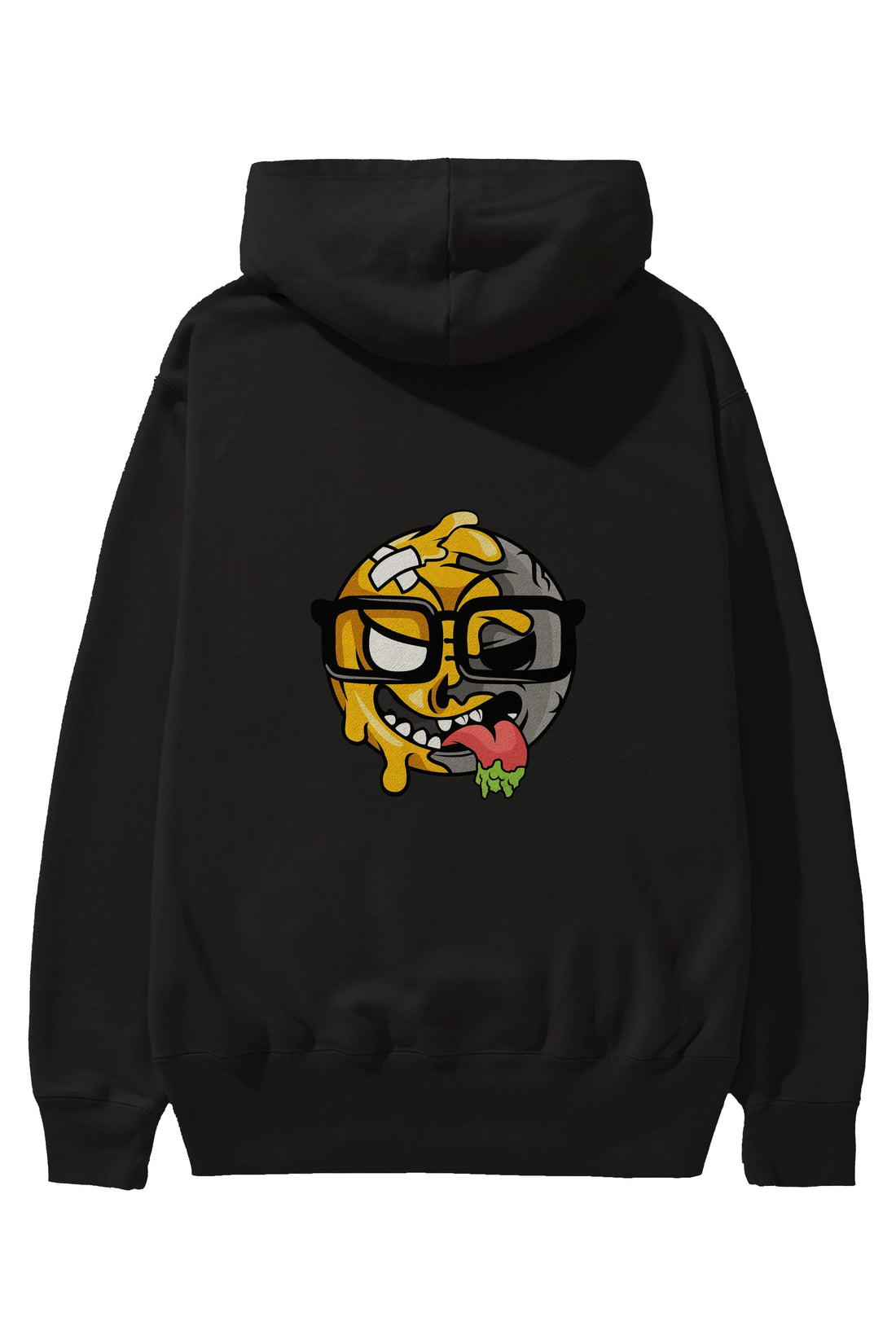 Smiley Nerd Arka Baskılı Hoodie Oversize Kapüşonlu Sweatshirt Erkek Kadın Unisex
