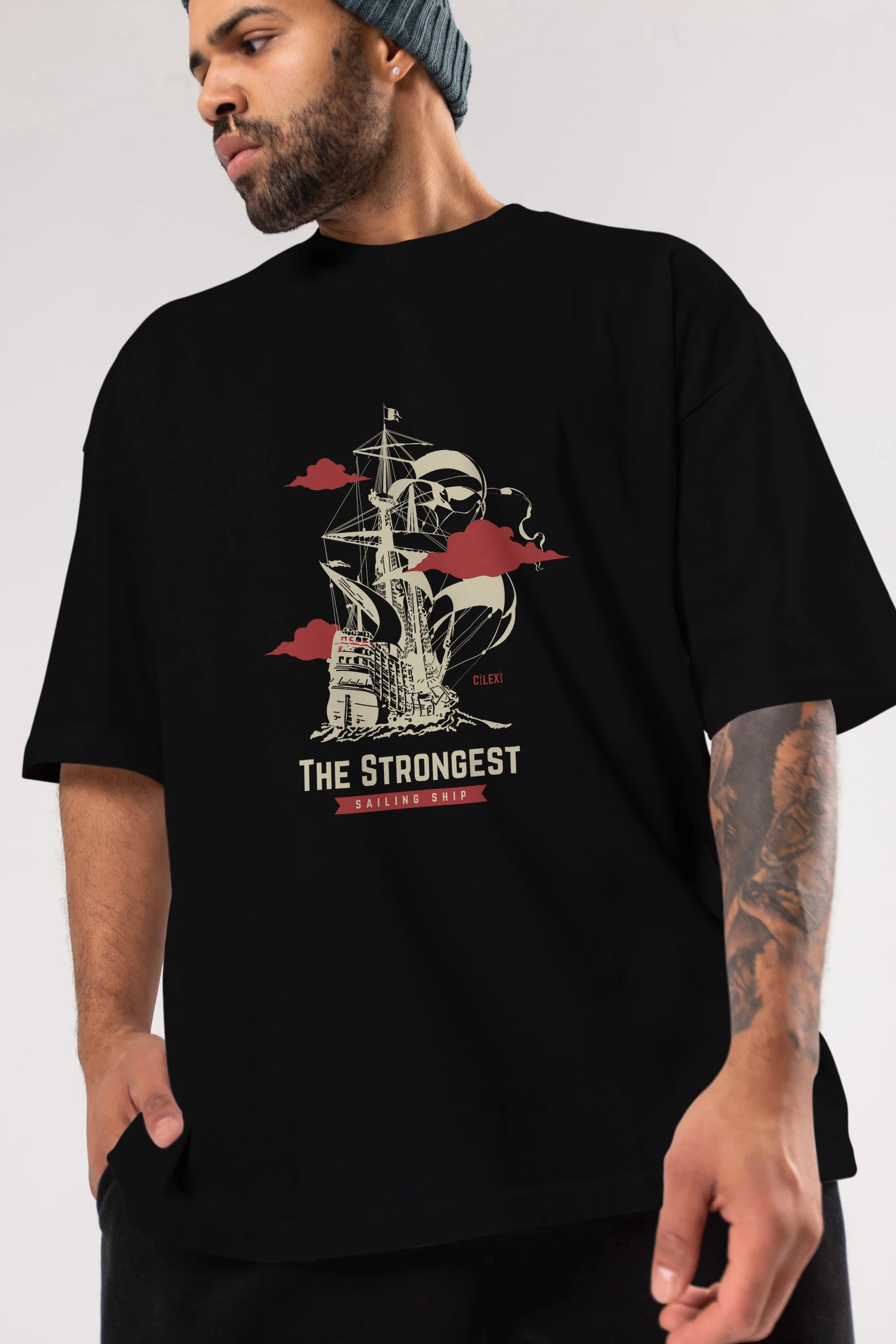 The Strongest Yazılı Ön Baskılı Oversize t-shirt Erkek Kadın Unisex