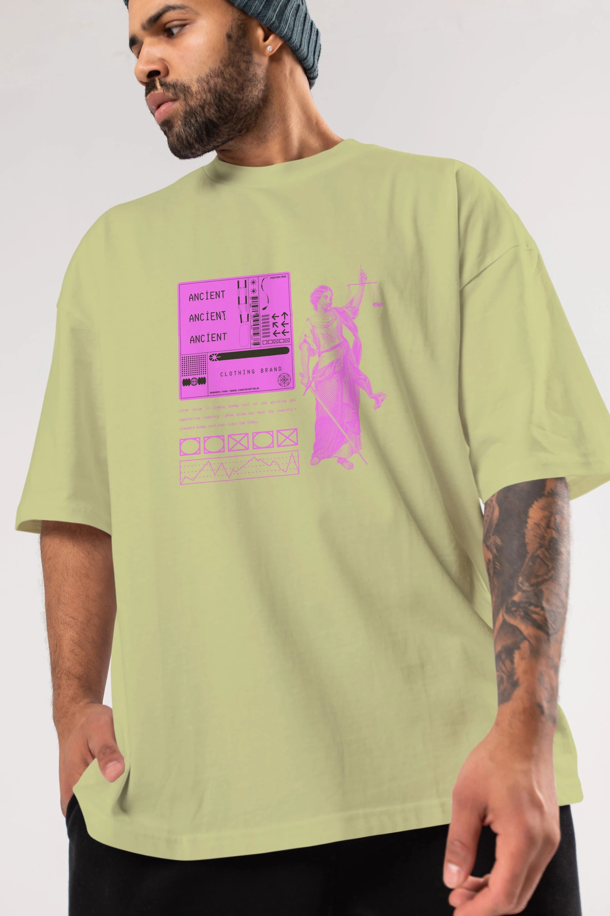 Ancient Streetwear Ön Baskılı Oversize t-shirt Erkek Kadın Unisex