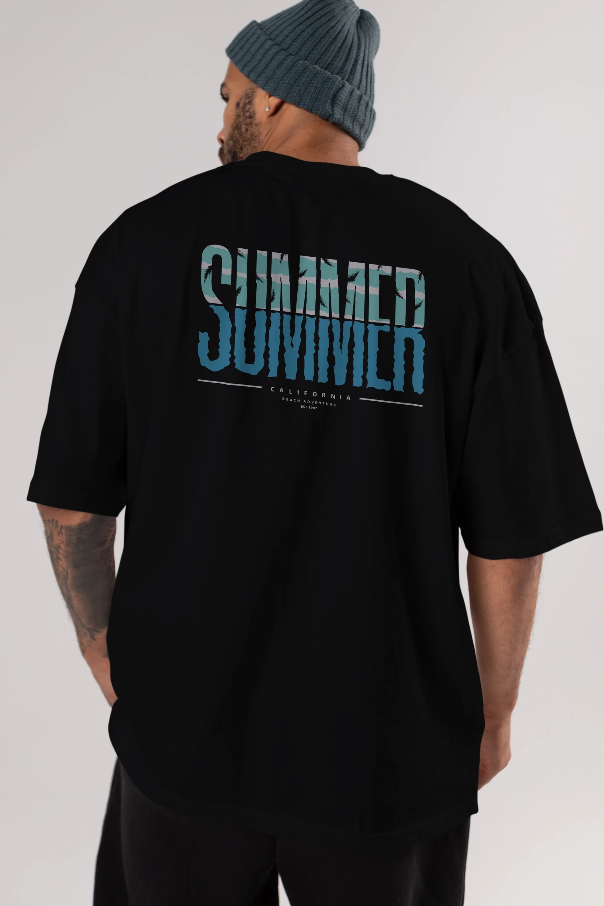Summer California Arka Baskılı Oversize t-shirt Erkek Kadın Unisex