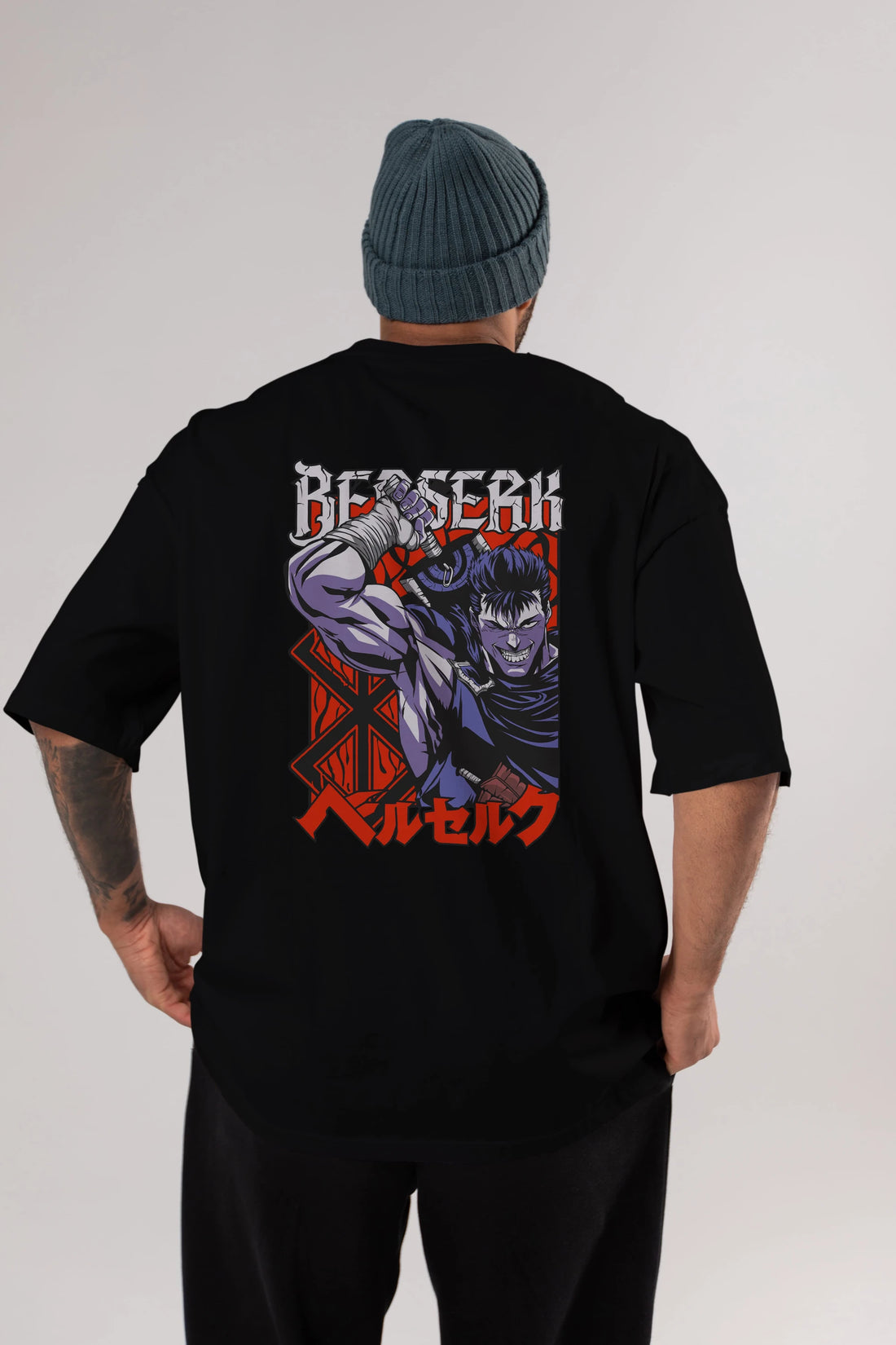 GUTS berserk Anime Arka Baskılı Oversize t-shirt Erkek Kadın Unisex
