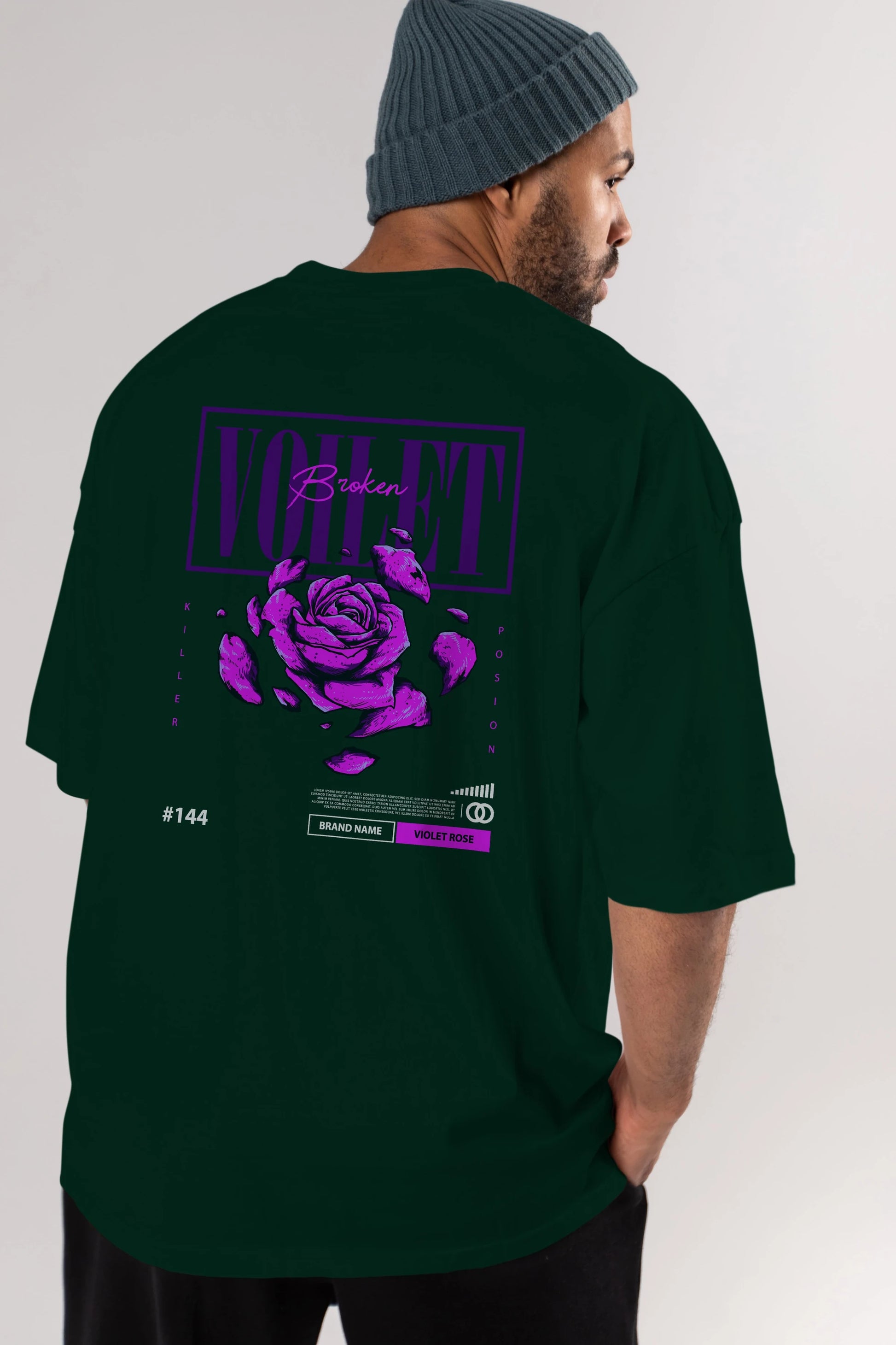 Voilet Broken Arka Baskılı Oversize t-shirt Erkek Kadın Unisex